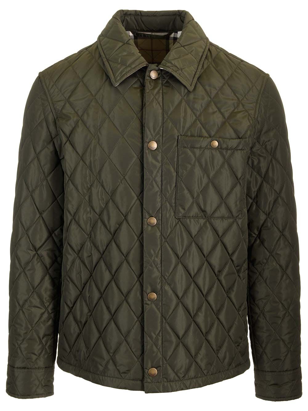 Shop Burberry Quilted Nylon Country Jacket In Green