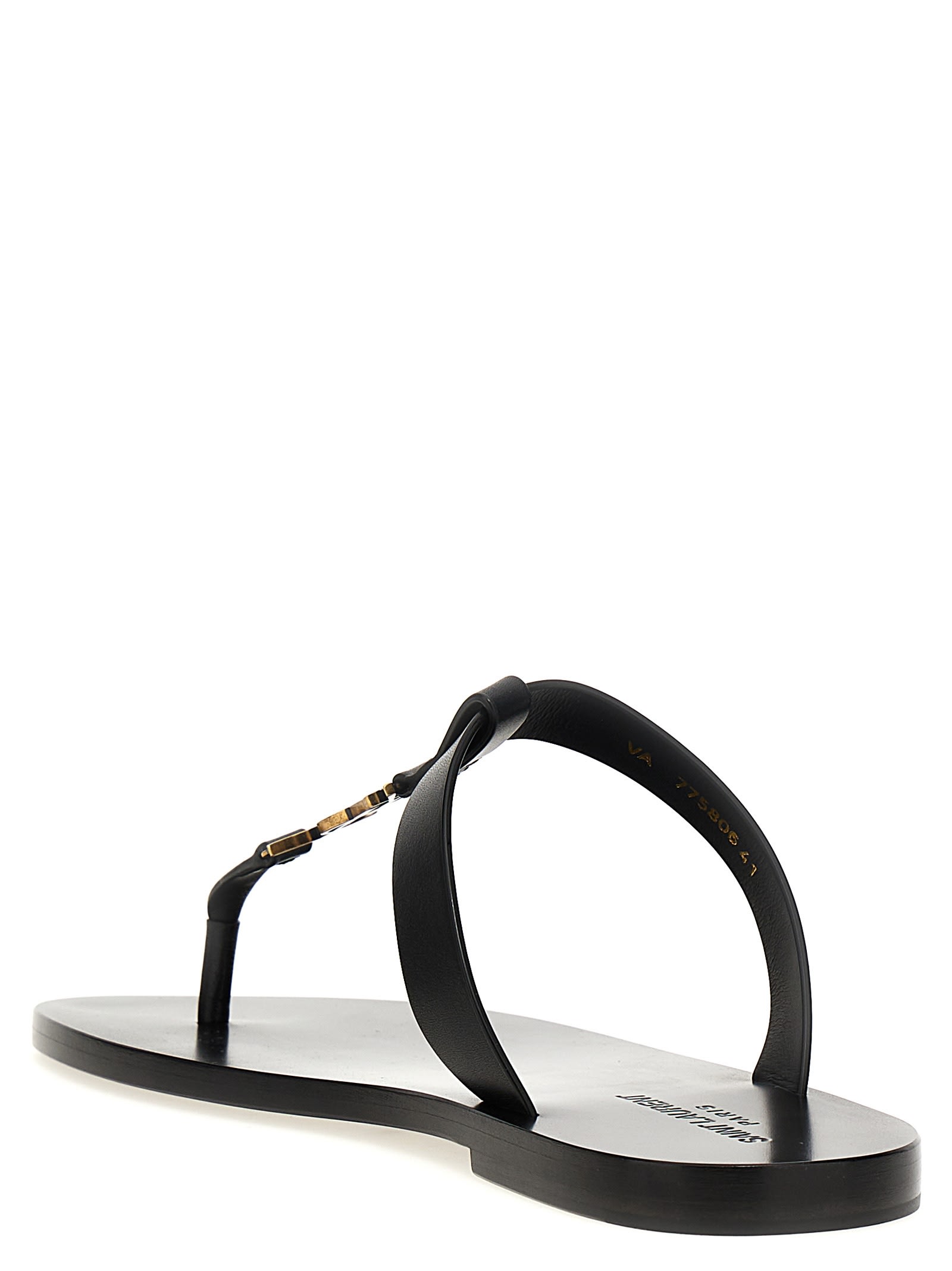 Shop Saint Laurent Cassandre Sandals In Black