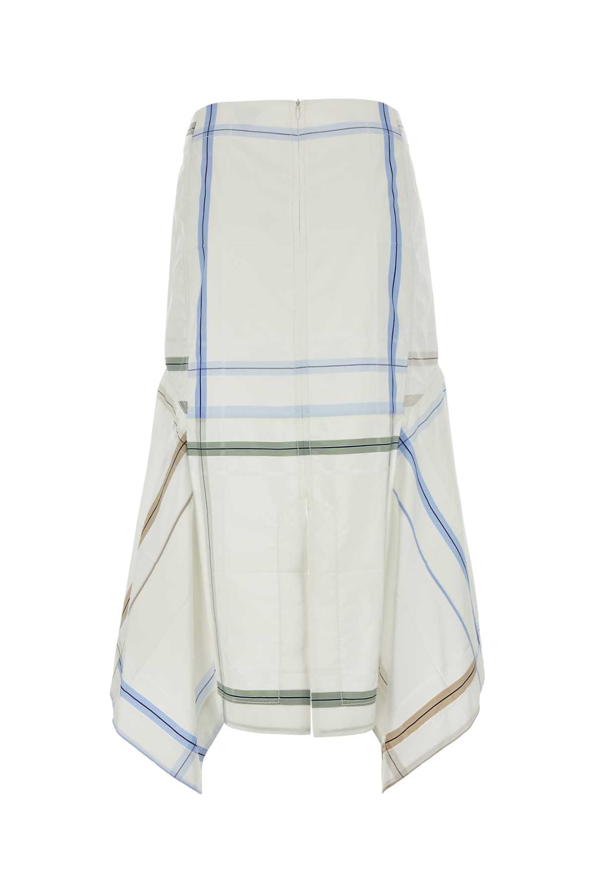 Bottega Veneta Exclusive Checked Cotton Midi Skirt In Whitemulti