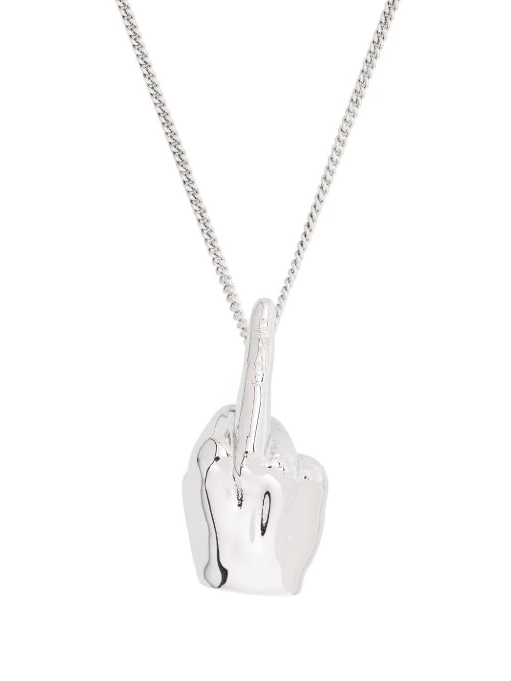 Shop Y/project Mini Fuck You Pendant Necklace In Silver