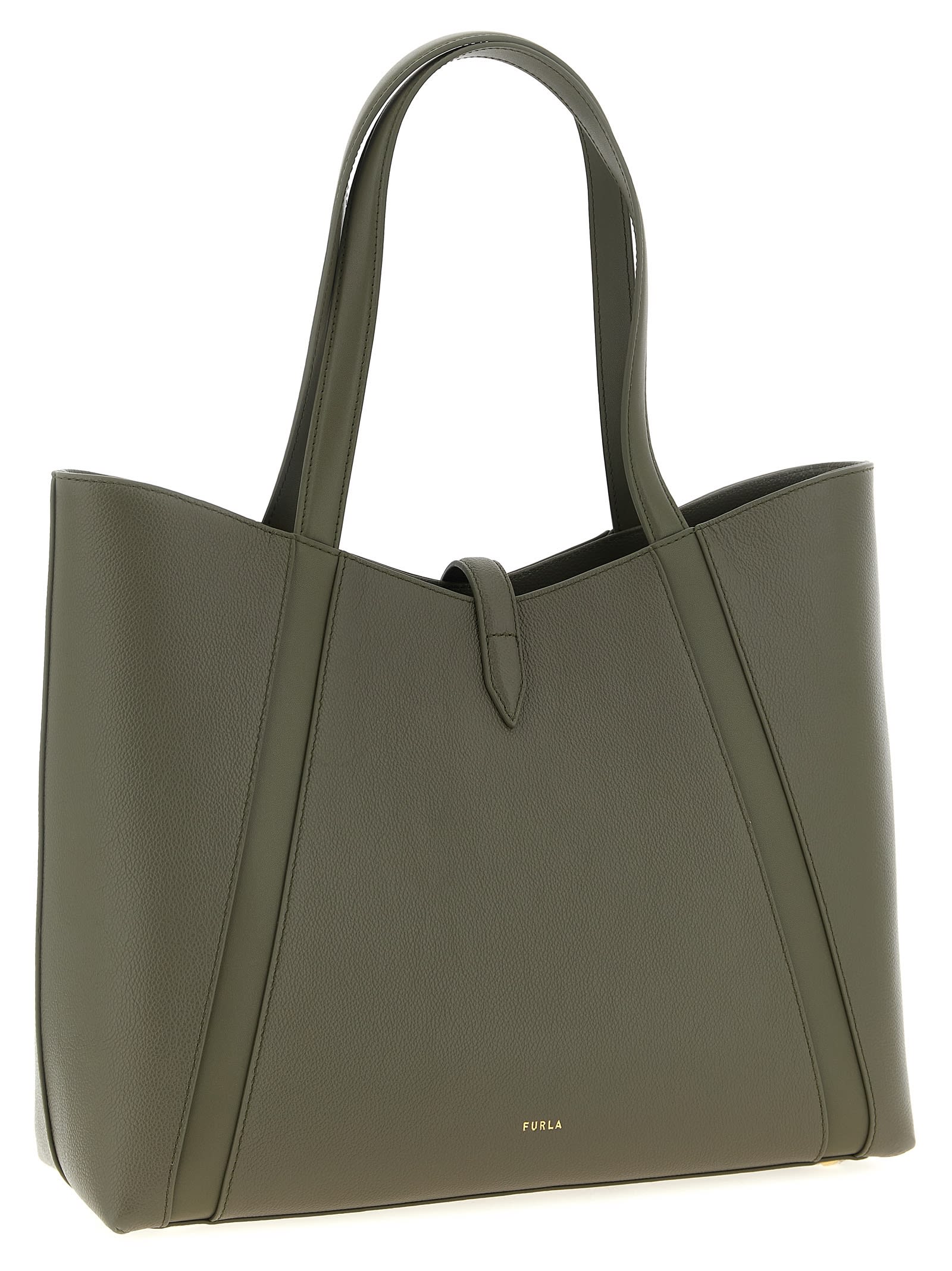 Furla Large Goccia L Leather Tote Bag In Green