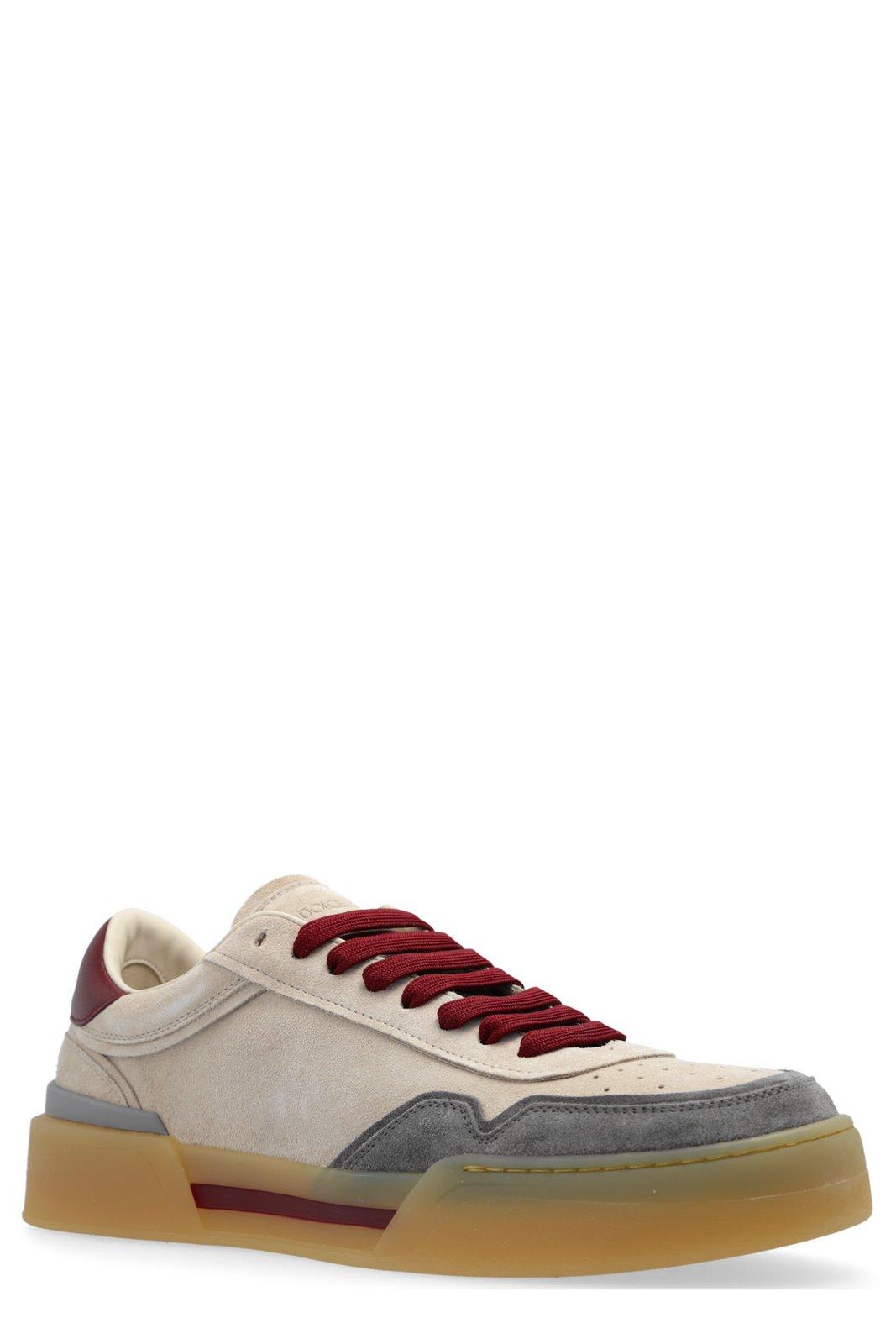 Shop Dolce & Gabbana New Roma Low-top Sneakers In Avorio/grigio/vino