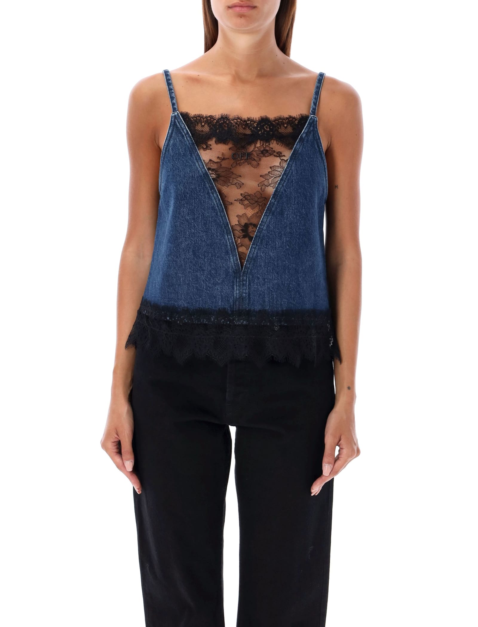 Shop Off-white Denim Top In Deep Blue