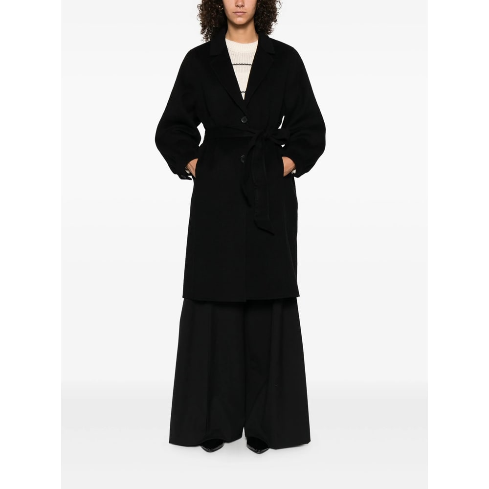 Twinset Belted Lapel Coat In Black