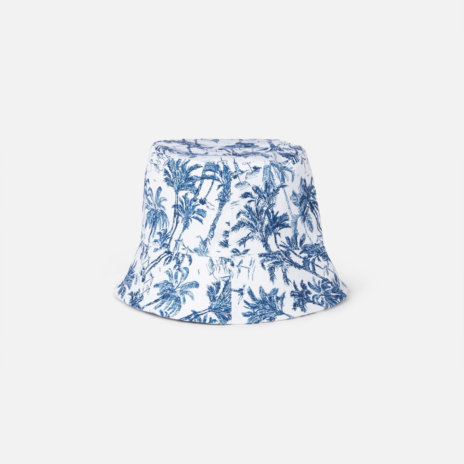 Shop Mc2 Saint Barth Cotton Bucket Hat With Front Embroidery And Toile De Jouy Pattern In White