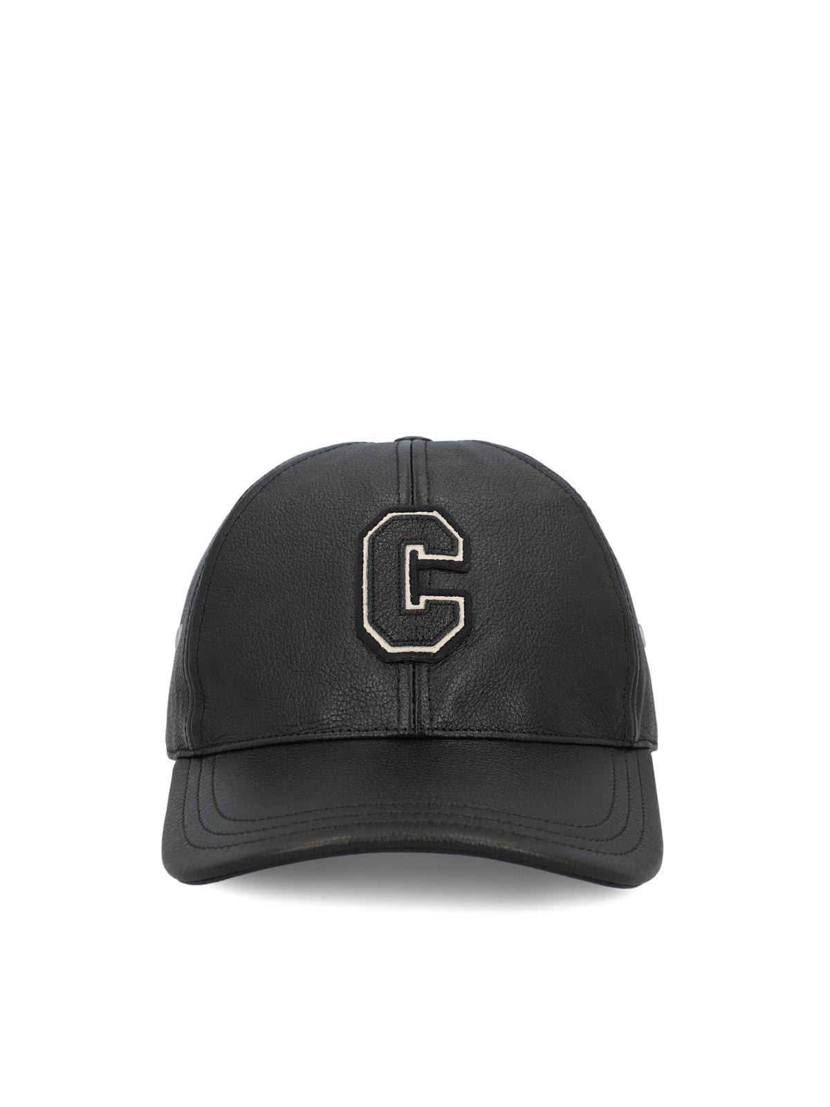 Celine Logo Patch Leather Cap In Blue