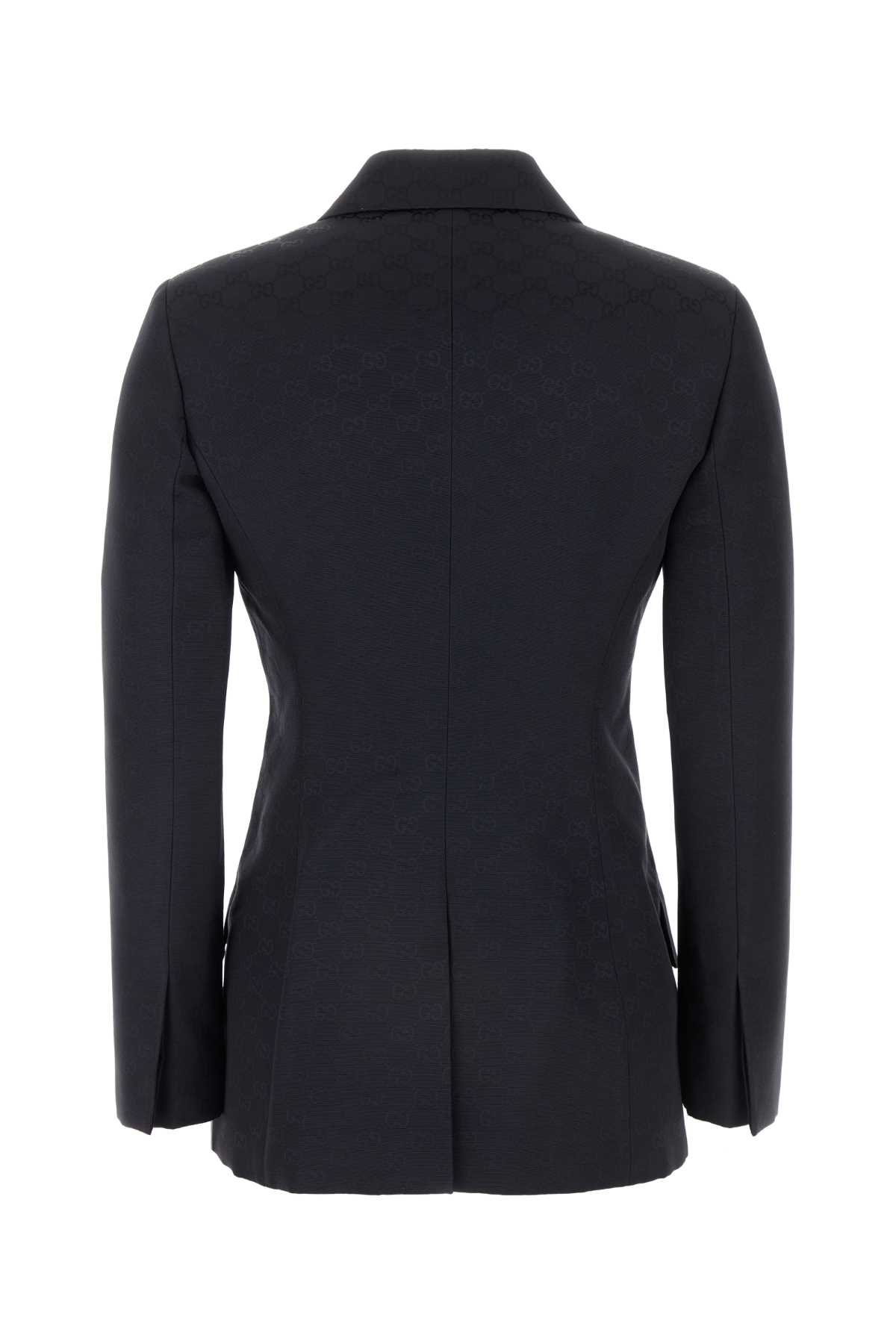 Shop Gucci Embroidered Cotton Blend Blazer In Deepink