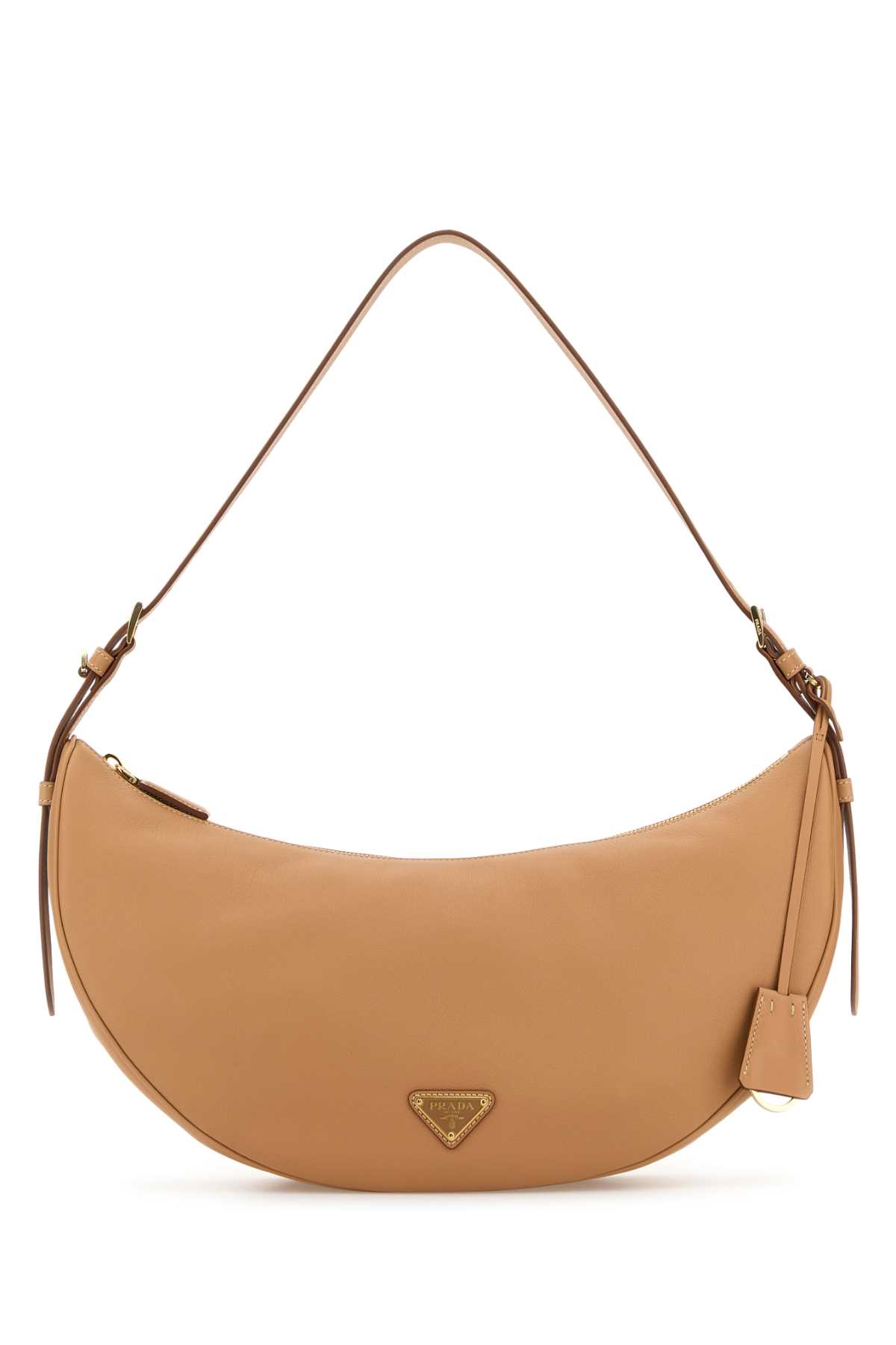 【関税&送料込】Prada Peach Leather Large Prada Demi-Lune Cr Prada Demi-Lune Large leather shoulder bag in beige - Prada