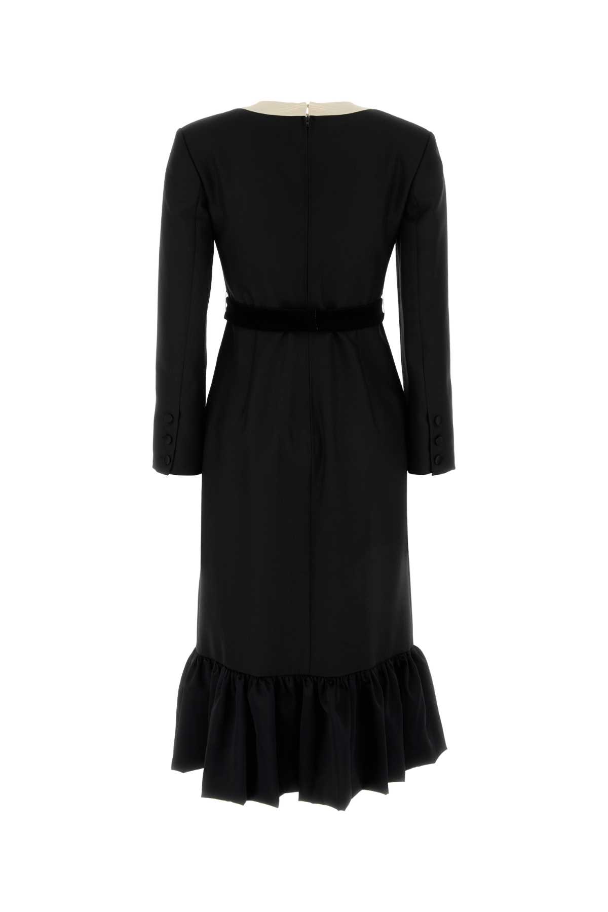 Shop Valentino Black Wool Dress