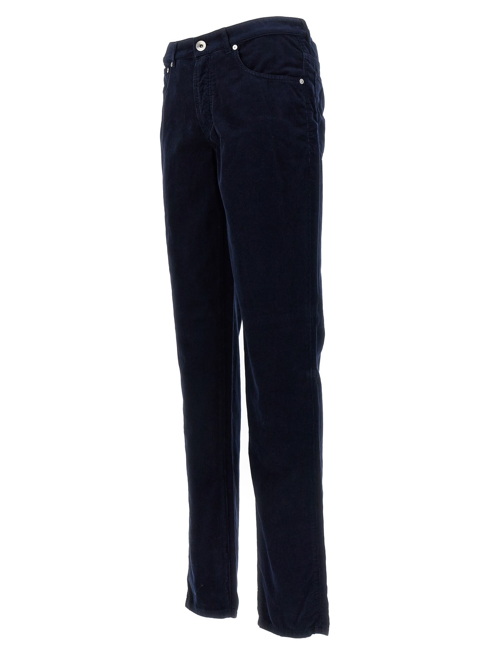 Shop Brunello Cucinelli Corduroy Pants In Navy