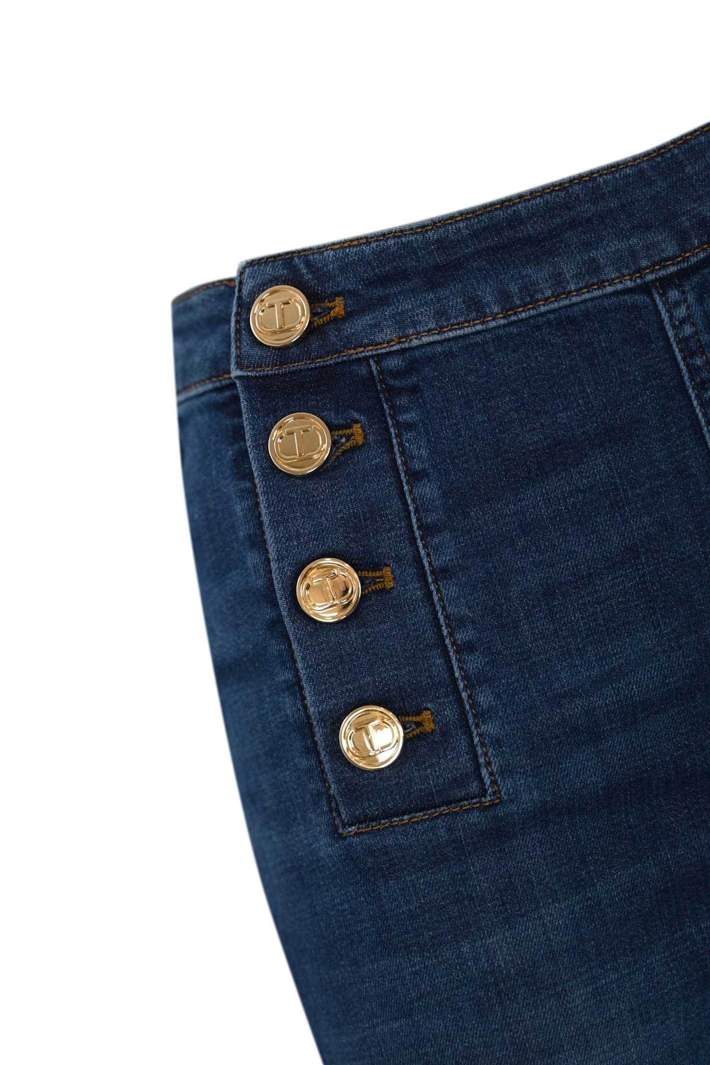 TWINSET FLARE JEANS WITH DECORATIVE BUTTONS