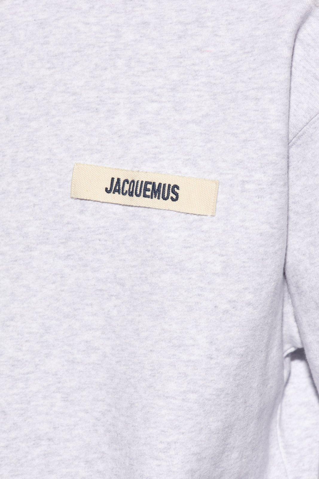 Shop Jacquemus Typo Drawstring Hoodie In Grey