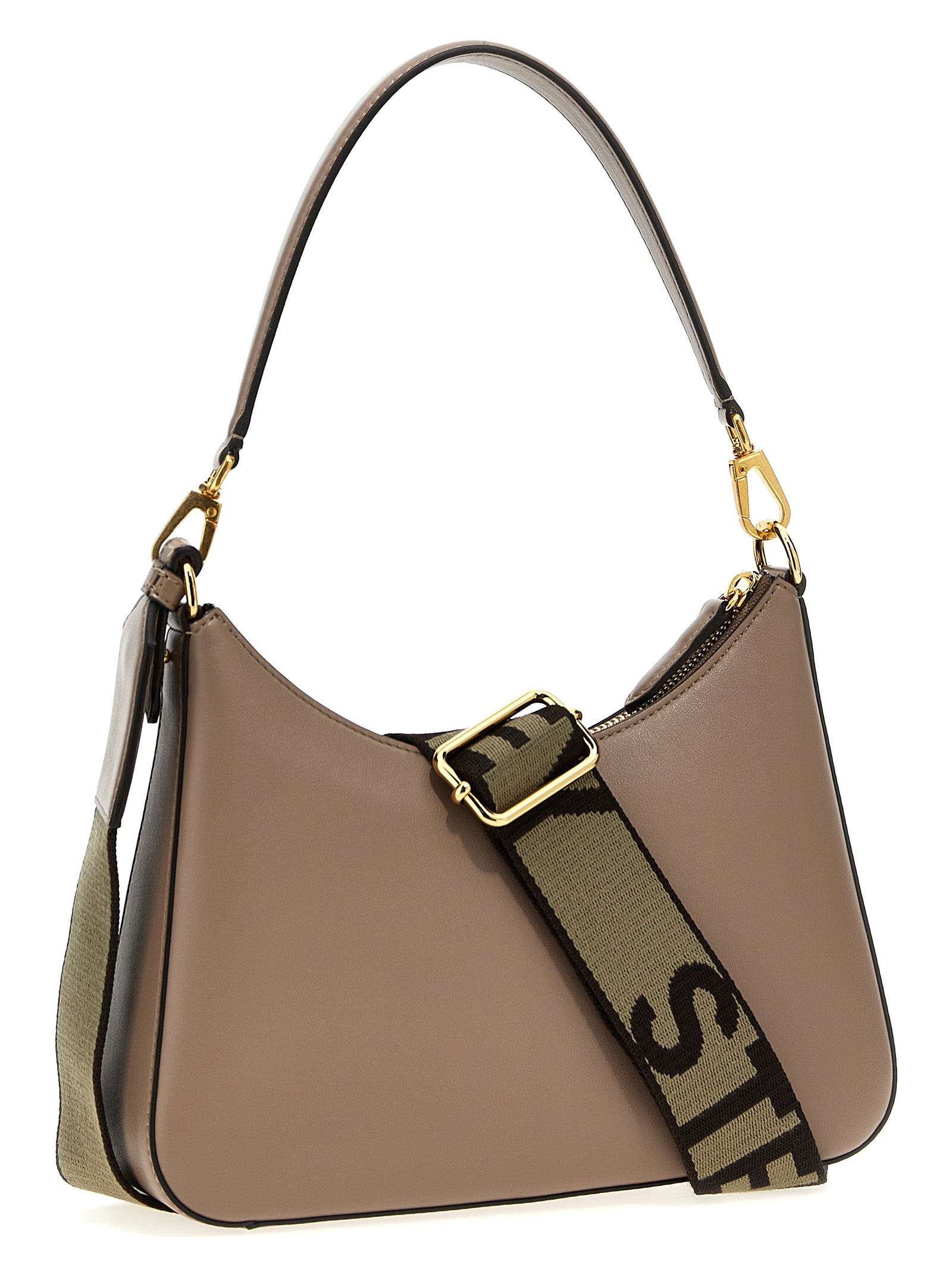 Shop Stella Mccartney Small Logo Shoulder Bag In Gray