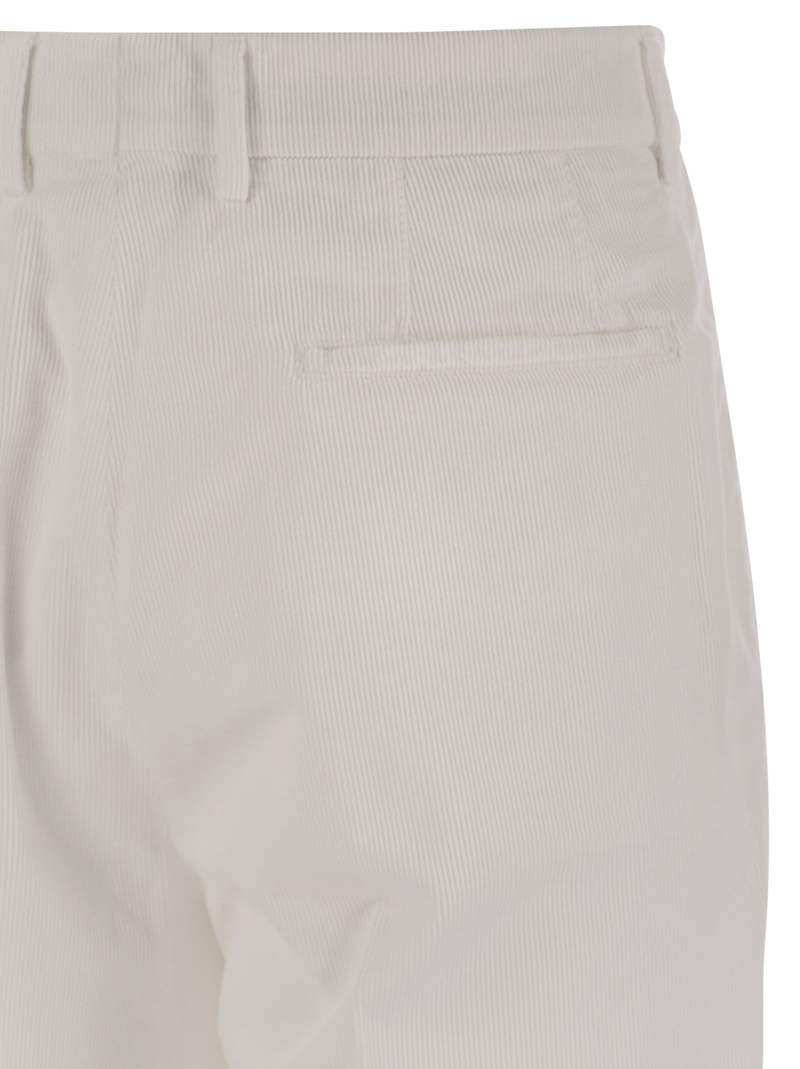Brunello Cucinelli Leisure Fit Trousers In Garment Dyed Cotton Corduroy With Double Darts
