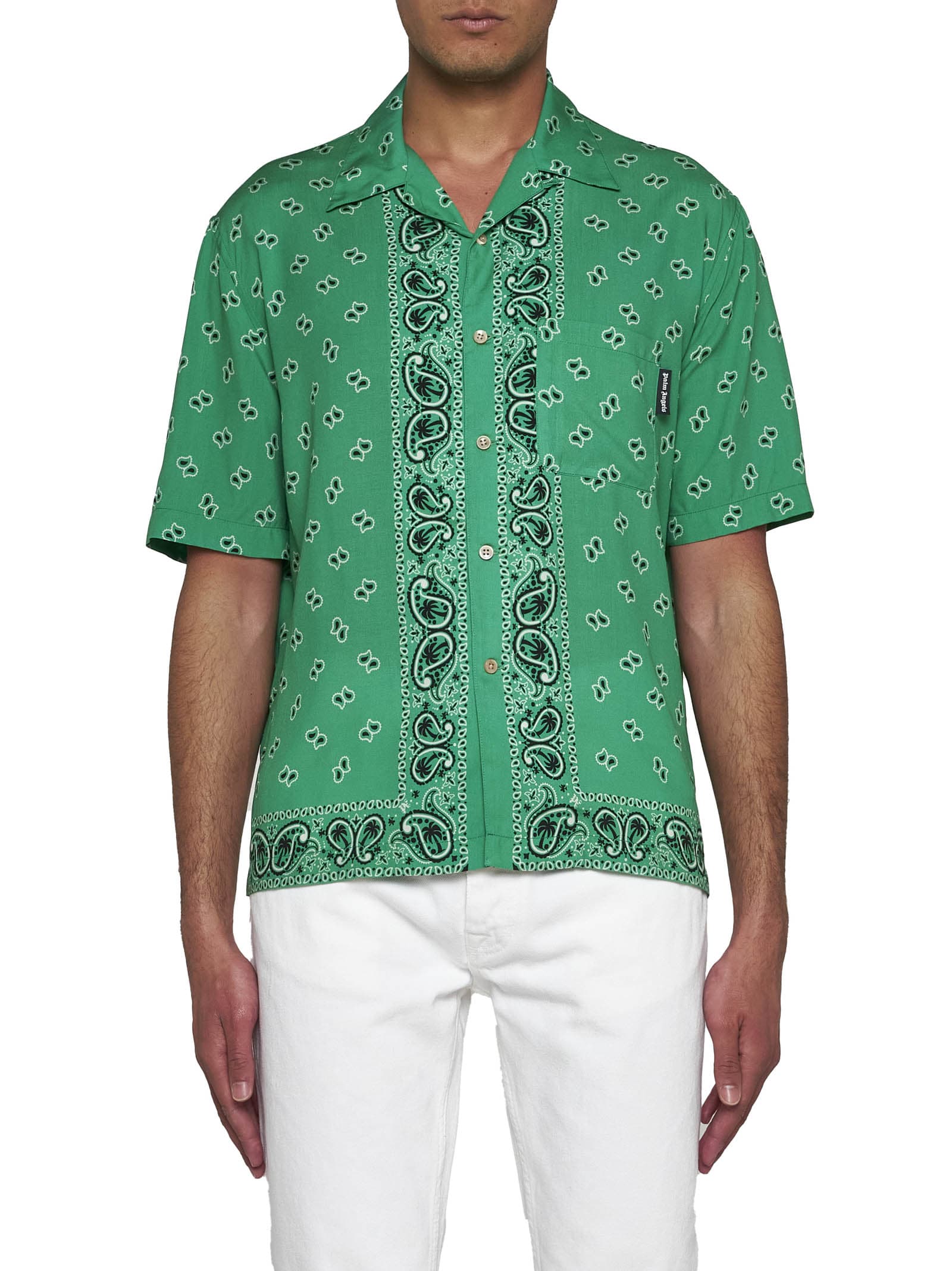 Shop Palm Angels Shirt In Green Green