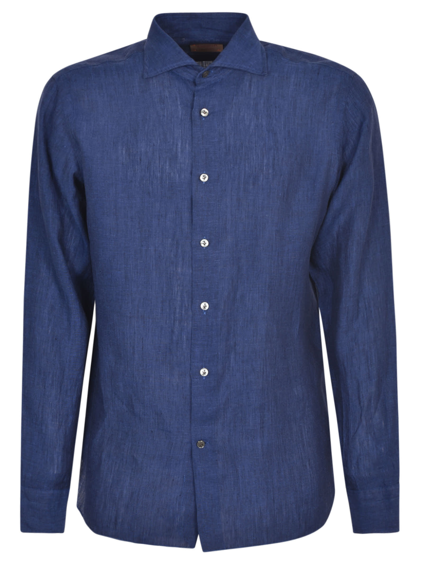 Borriello Napoli Denim Long-sleeved Shirt In Blue