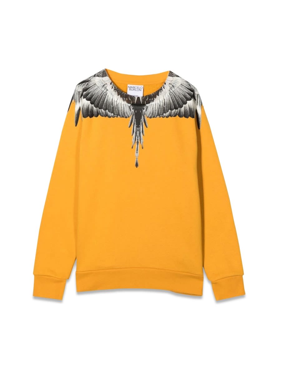 Marcelo Burlon County Of Milan Icon Wings Crew-neck Sweatshirt In Yellow