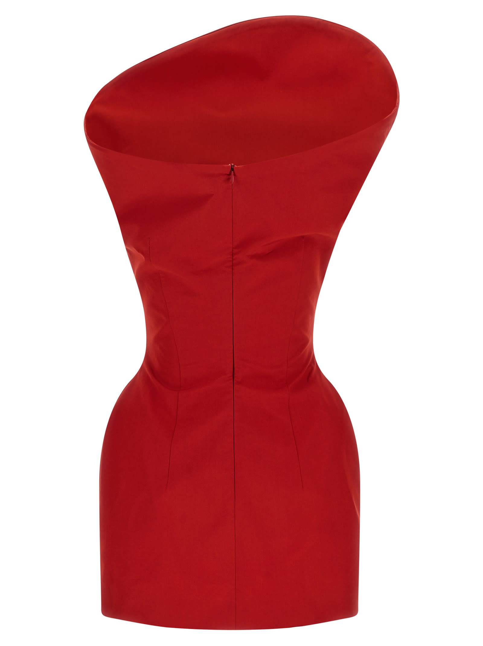 Magda Butrym Sculpted Cotton Mini Dress In Red In Red