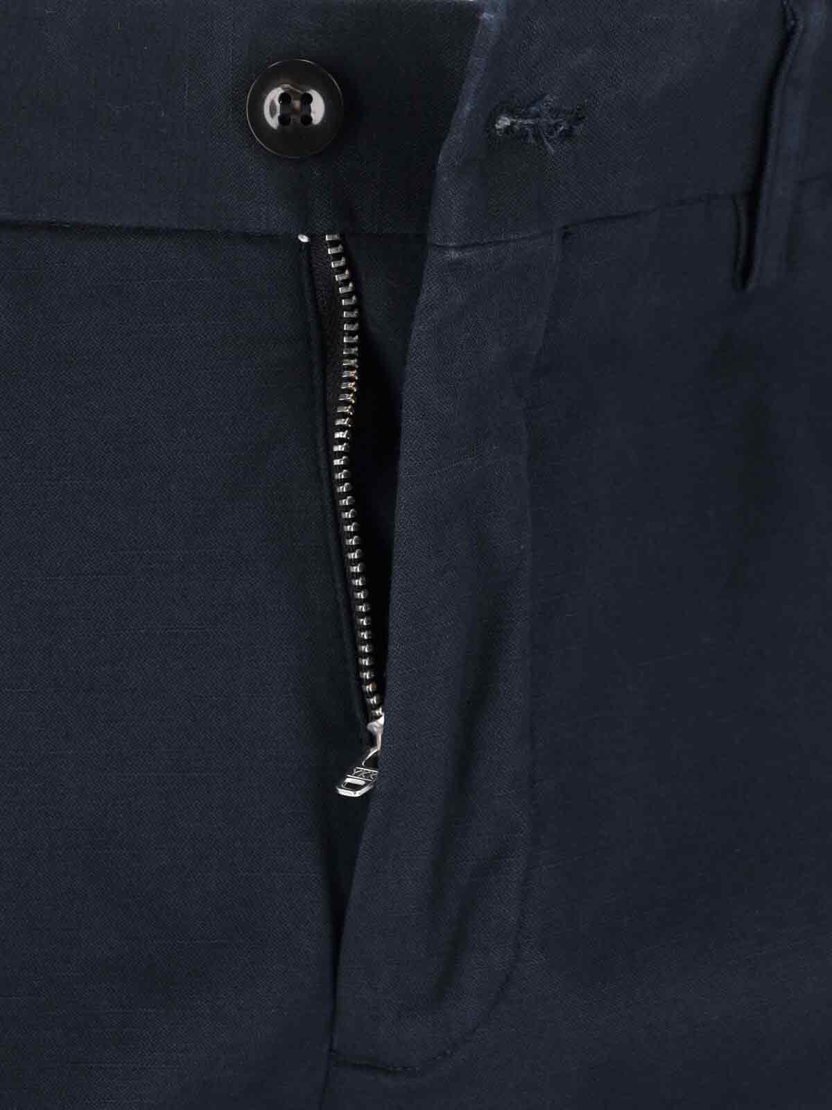 Incotex High-waisted Straight-leg Chino Pants In Dark Blue Cotton In Blue
