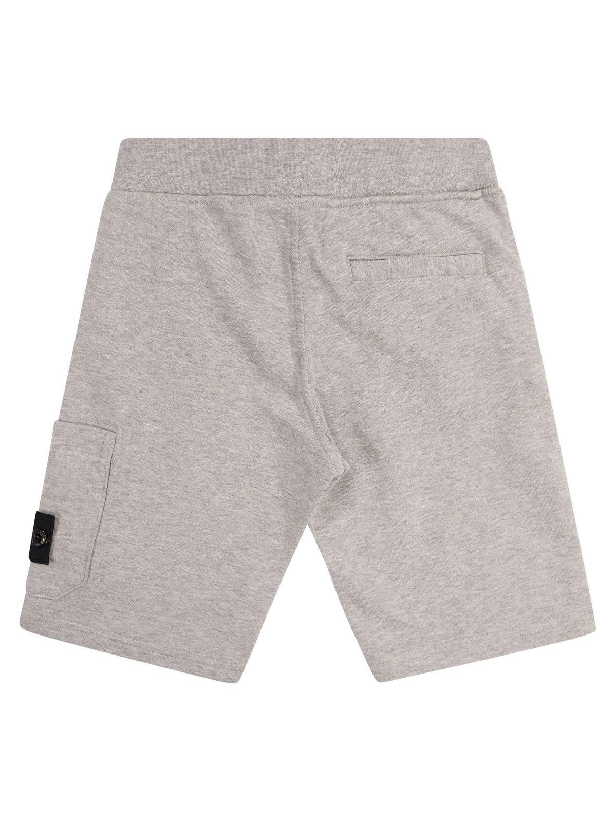 Shop Stone Island Compass-badge Elasticated Waistband Shorts In Melange Grey