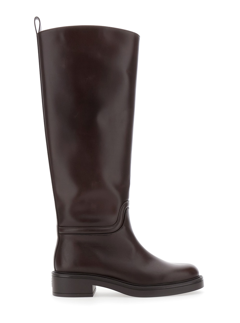 Stuart Weitzman Celia Leather Riding Boots In Brown