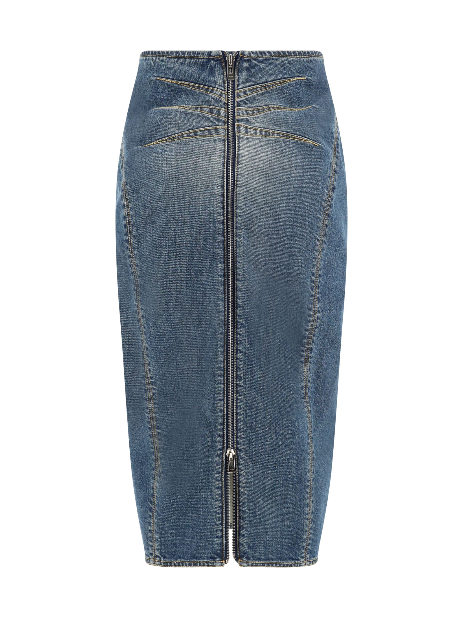Shop Alaïa Skirt In Bleu Vintage