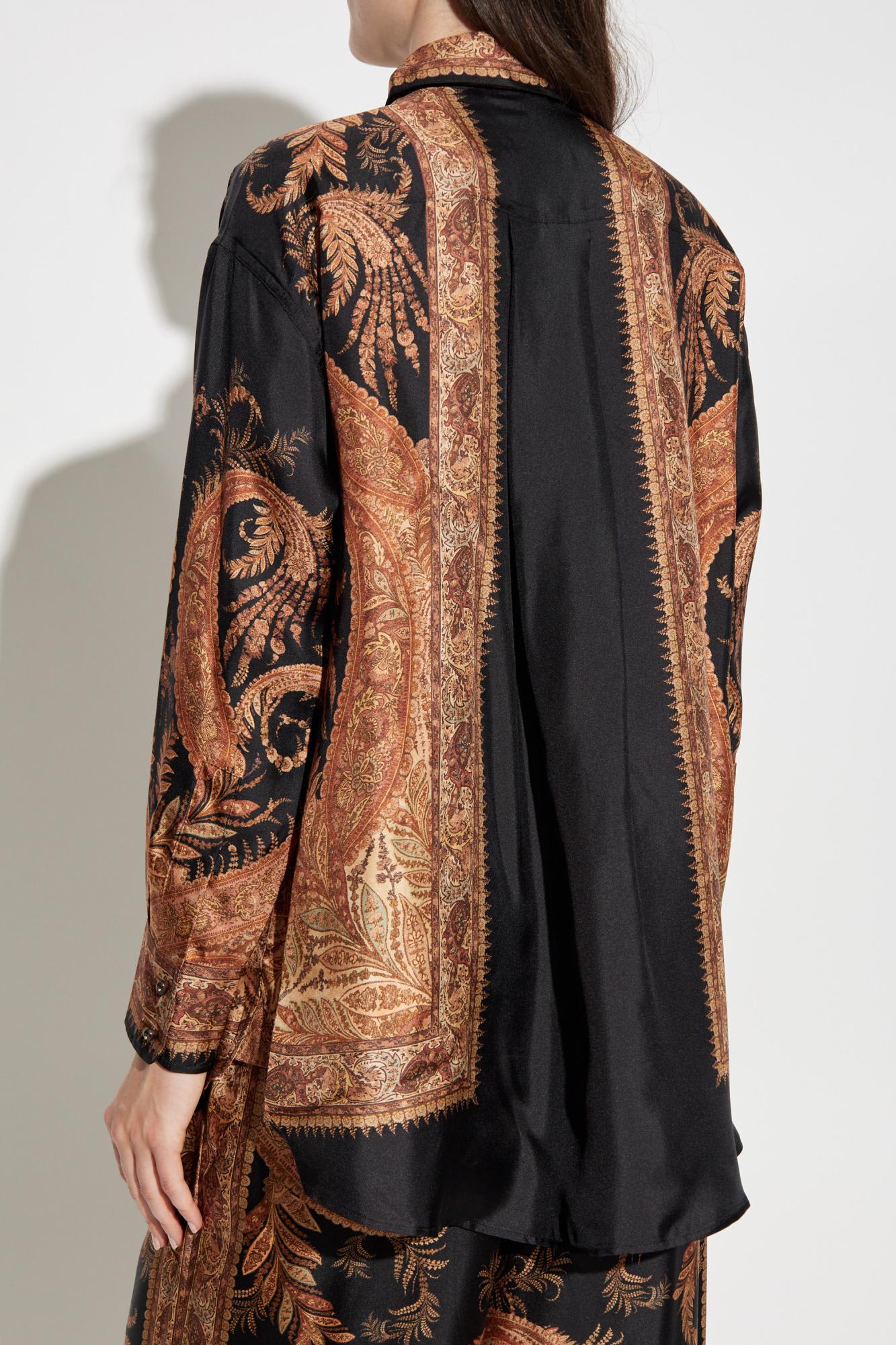 Zimmermann Silk Shirt With Print In Brown