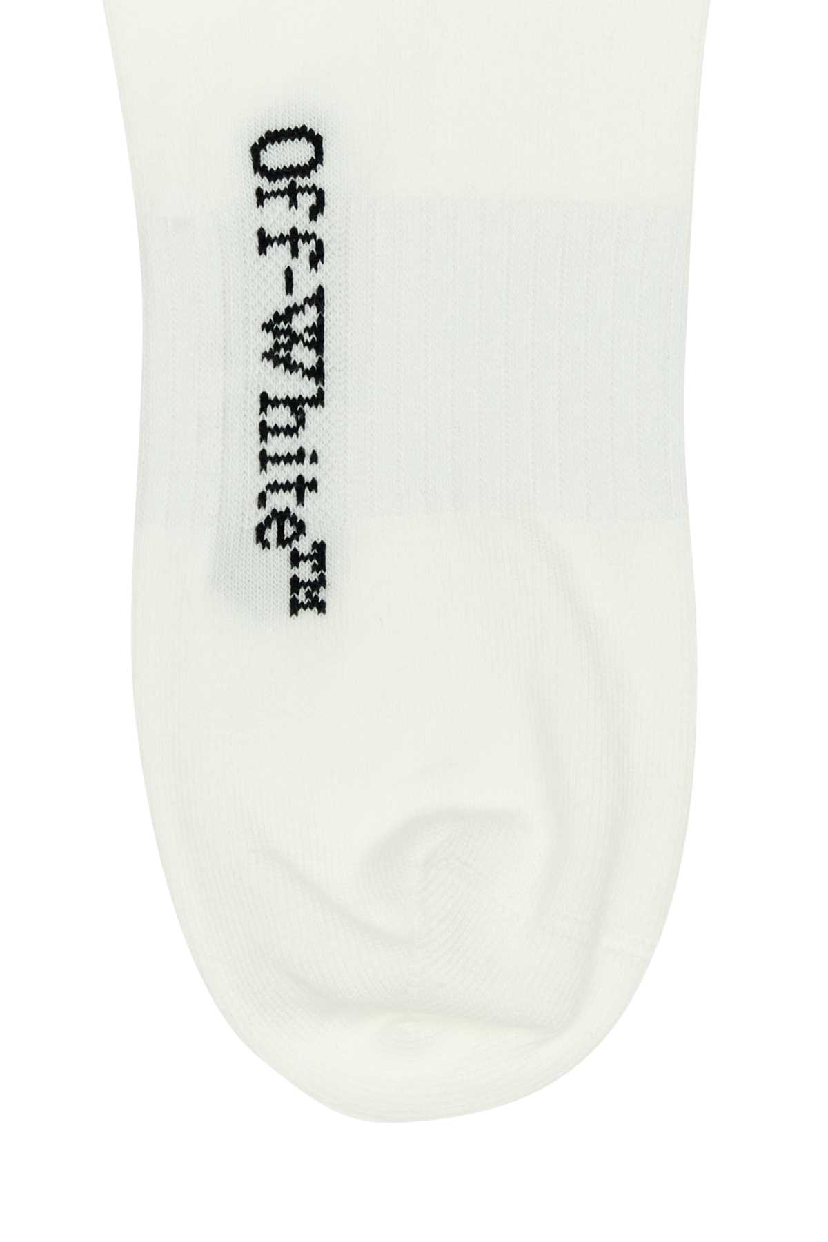 Off-white White Stretch Cotton Blend Socks In 0110