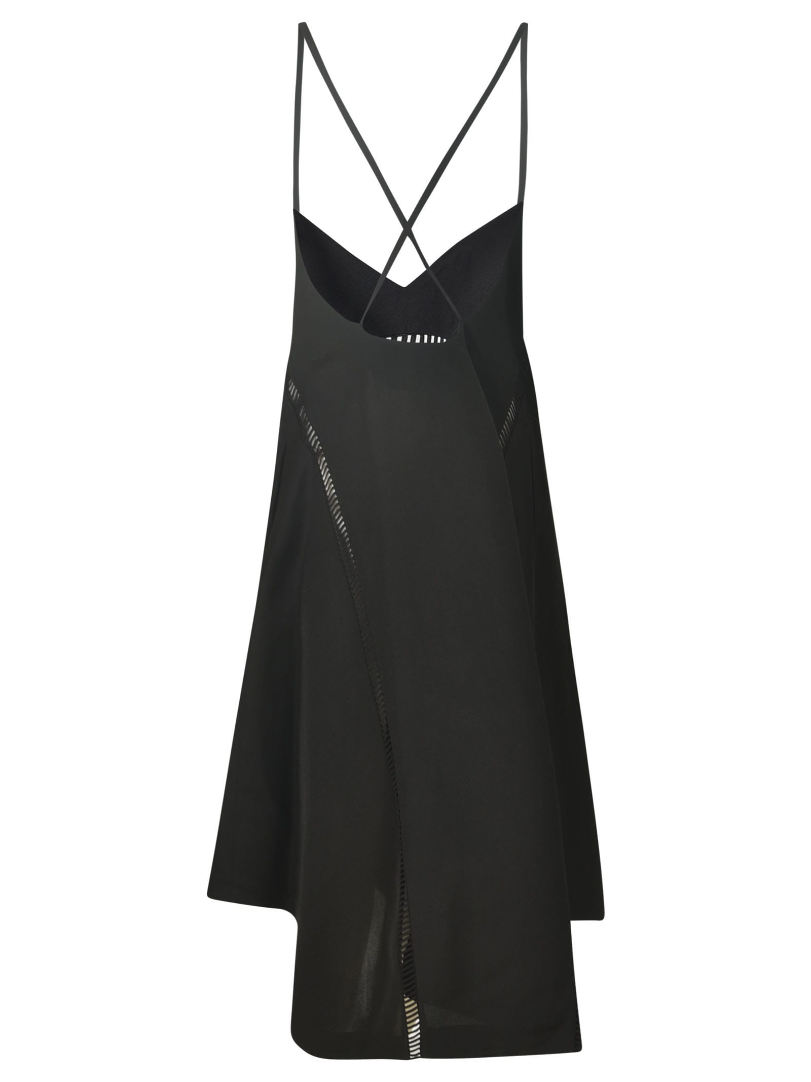 Shop Sacai Sleeveless Laced Strap Dress In Black