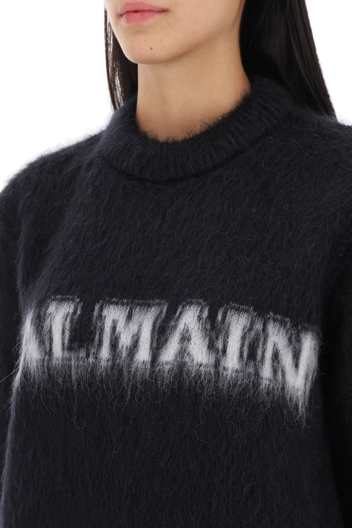 Balmain Black Mohair Sweatshirt In Black