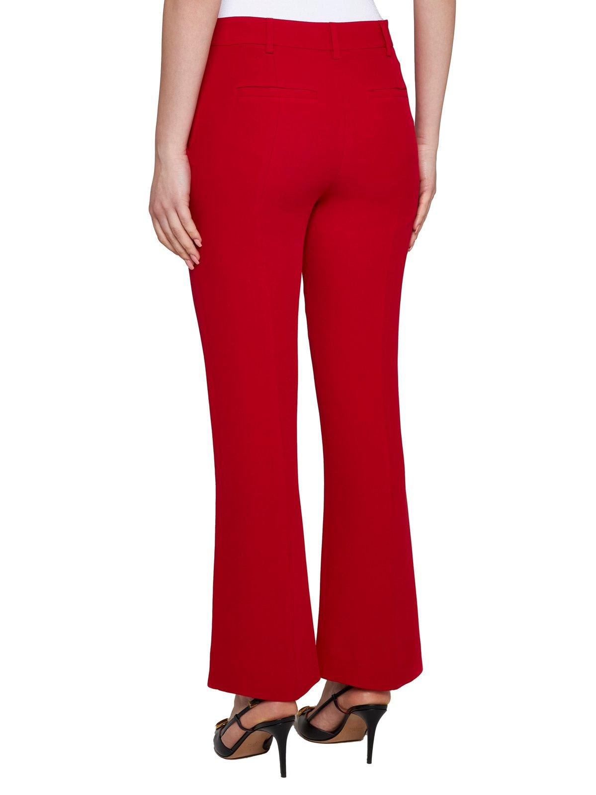Shop Valentino High Waist Cropped Trousers In Red