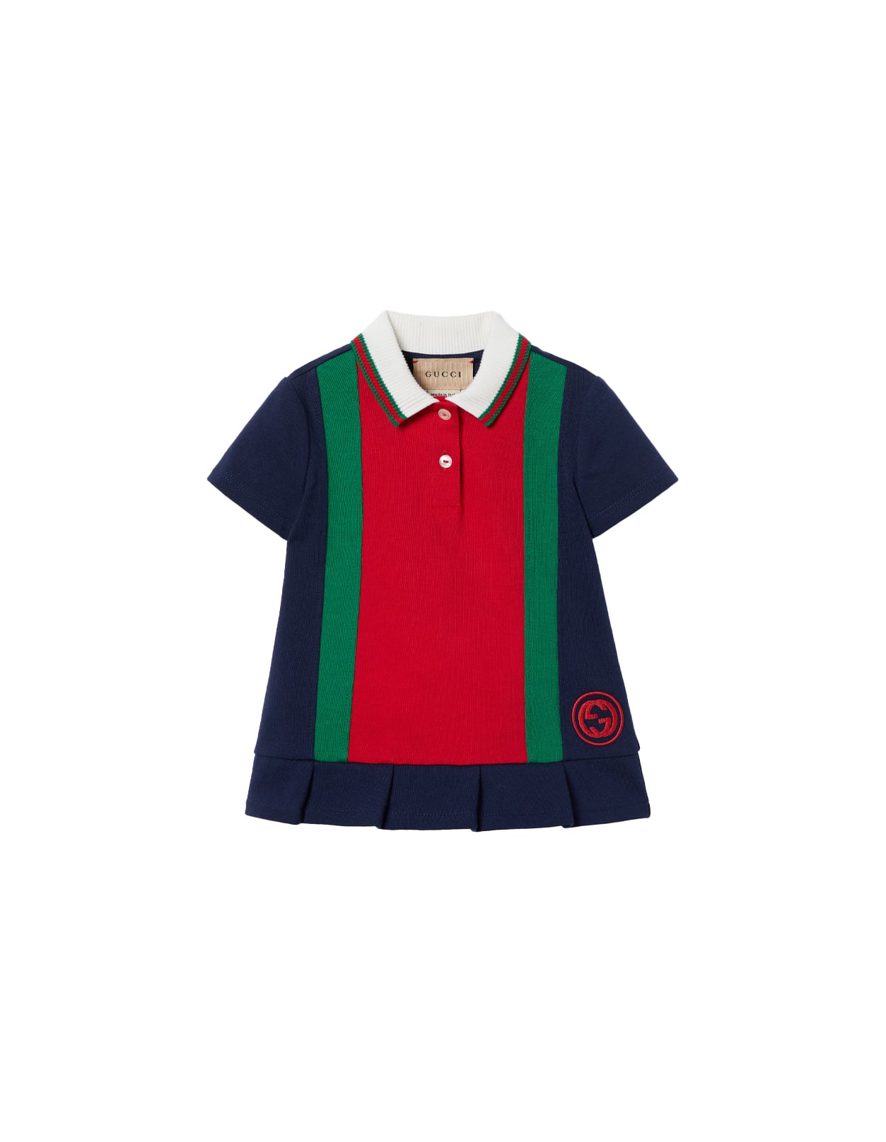 Gucci Dark Blue Jersey Dress With Gg Cross Embroidery