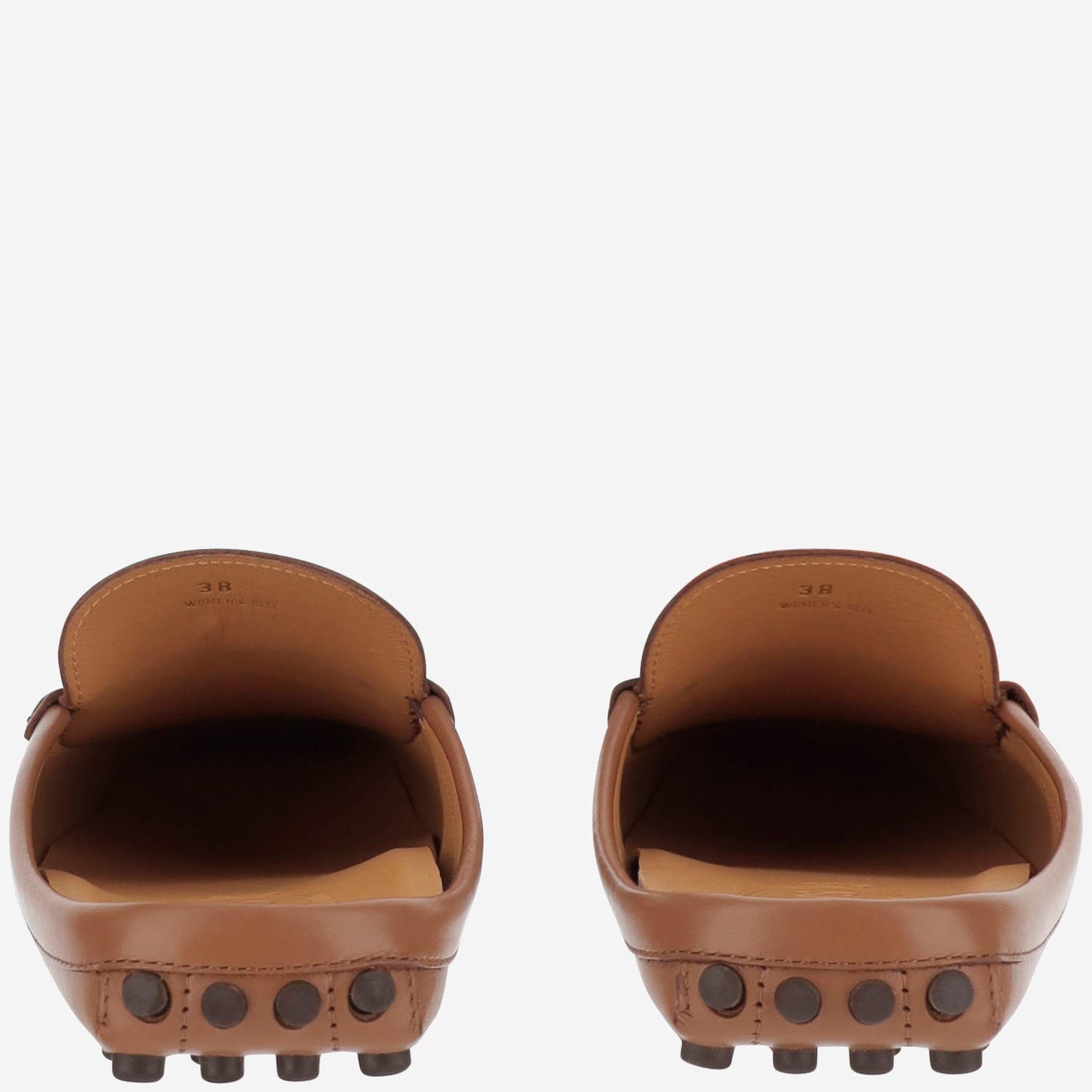 Shop Tod's Leather Gommino Sabot In Beige