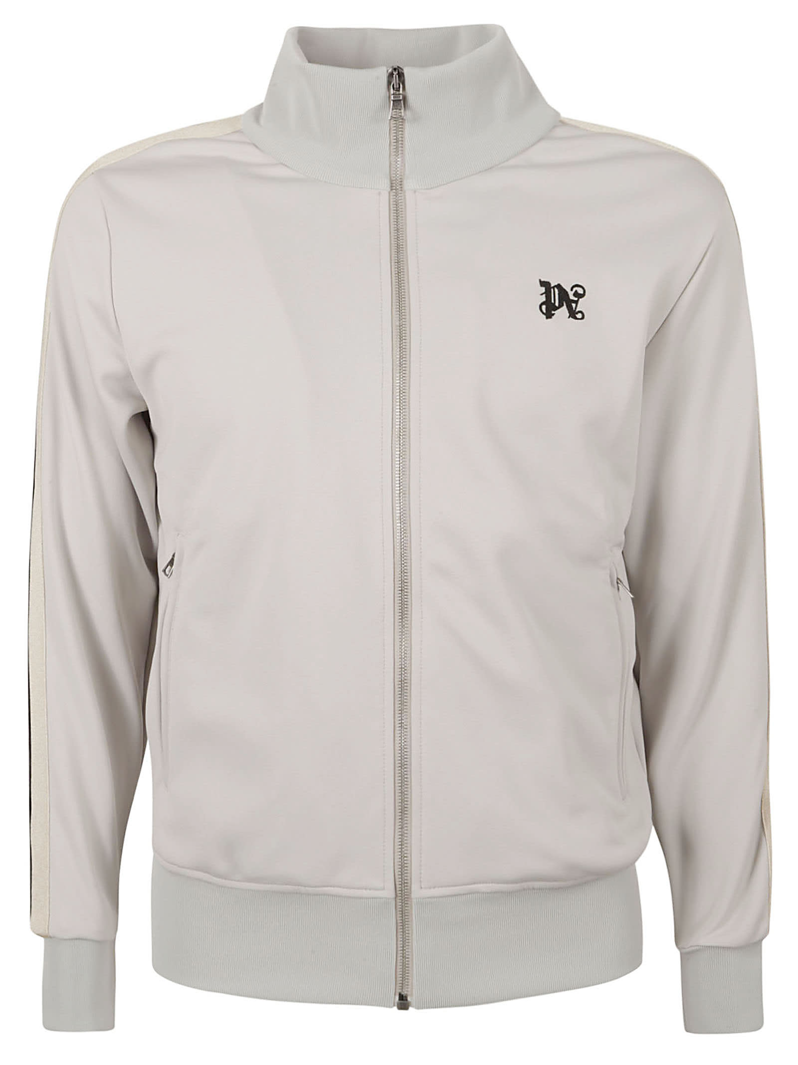 Palm Angels Monogram Track Jacket In Light Grey/black