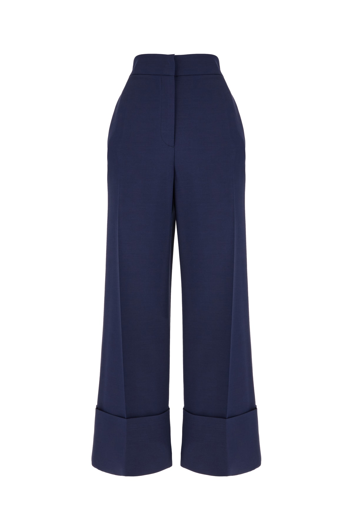 Blue Wool Blend Pants