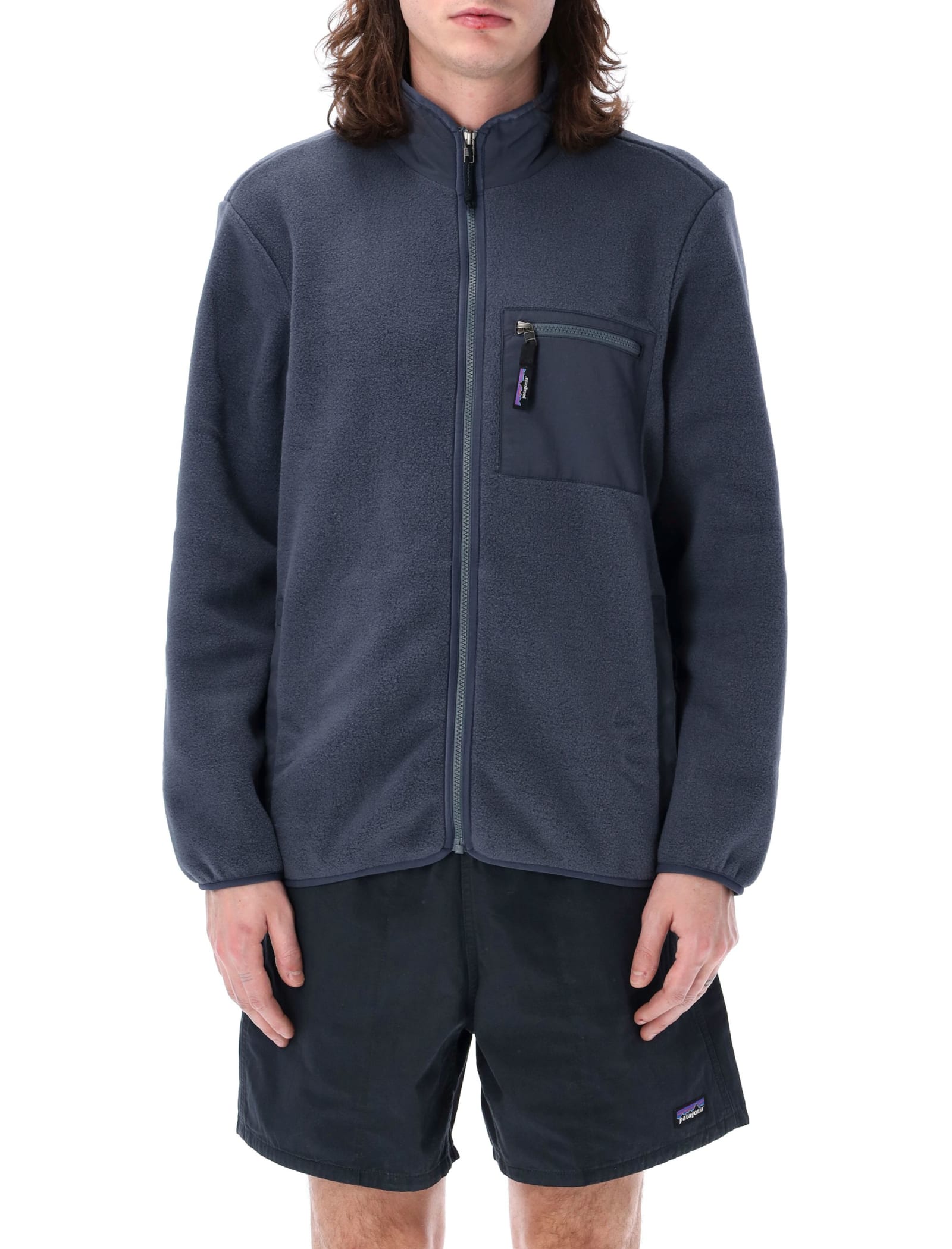 Shop Patagonia Synchilla Fleece Jacket In Smolder Blue