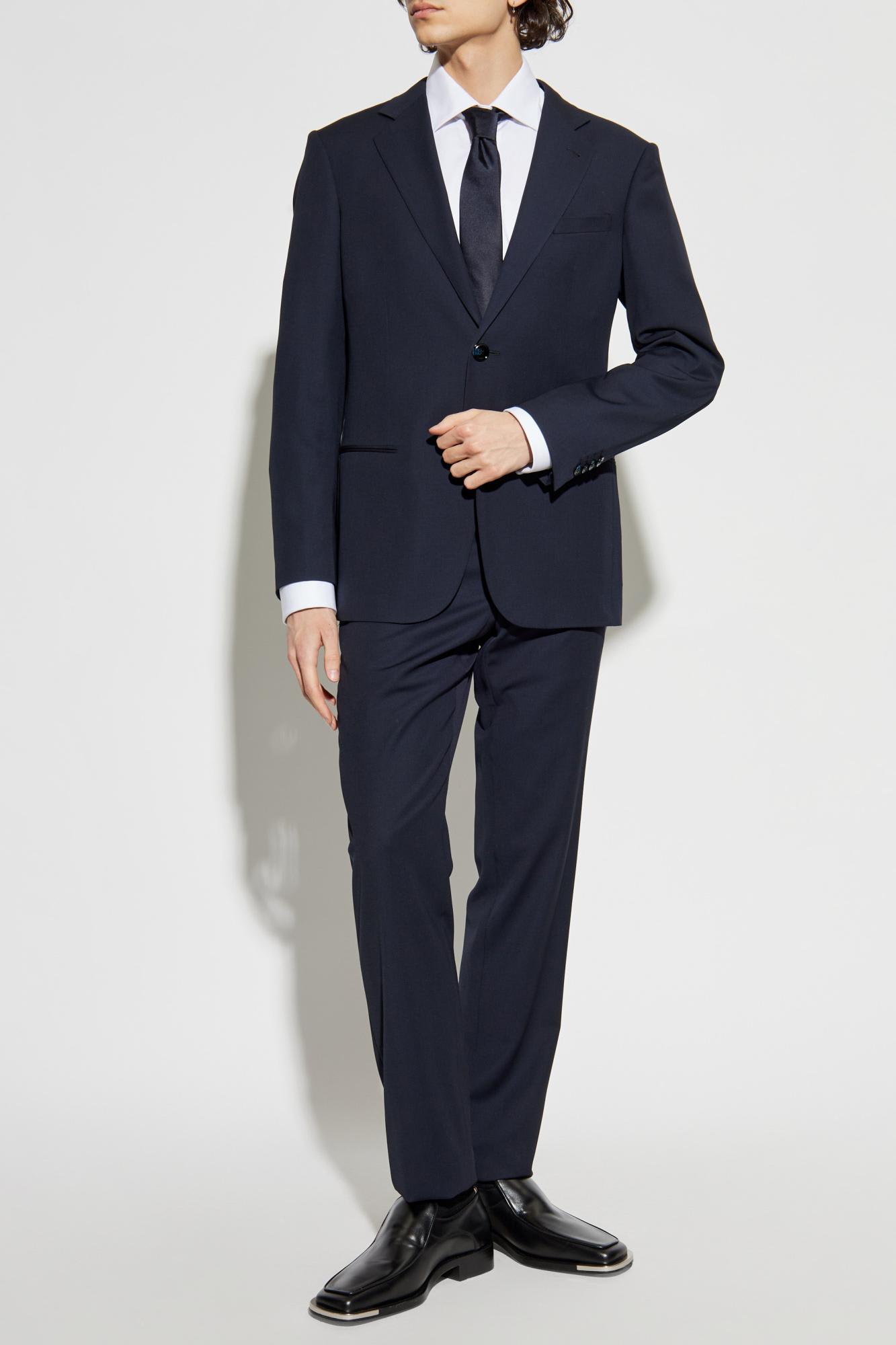 Giorgio Armani Wool Suit With Flap Pockets And Notch Lapel