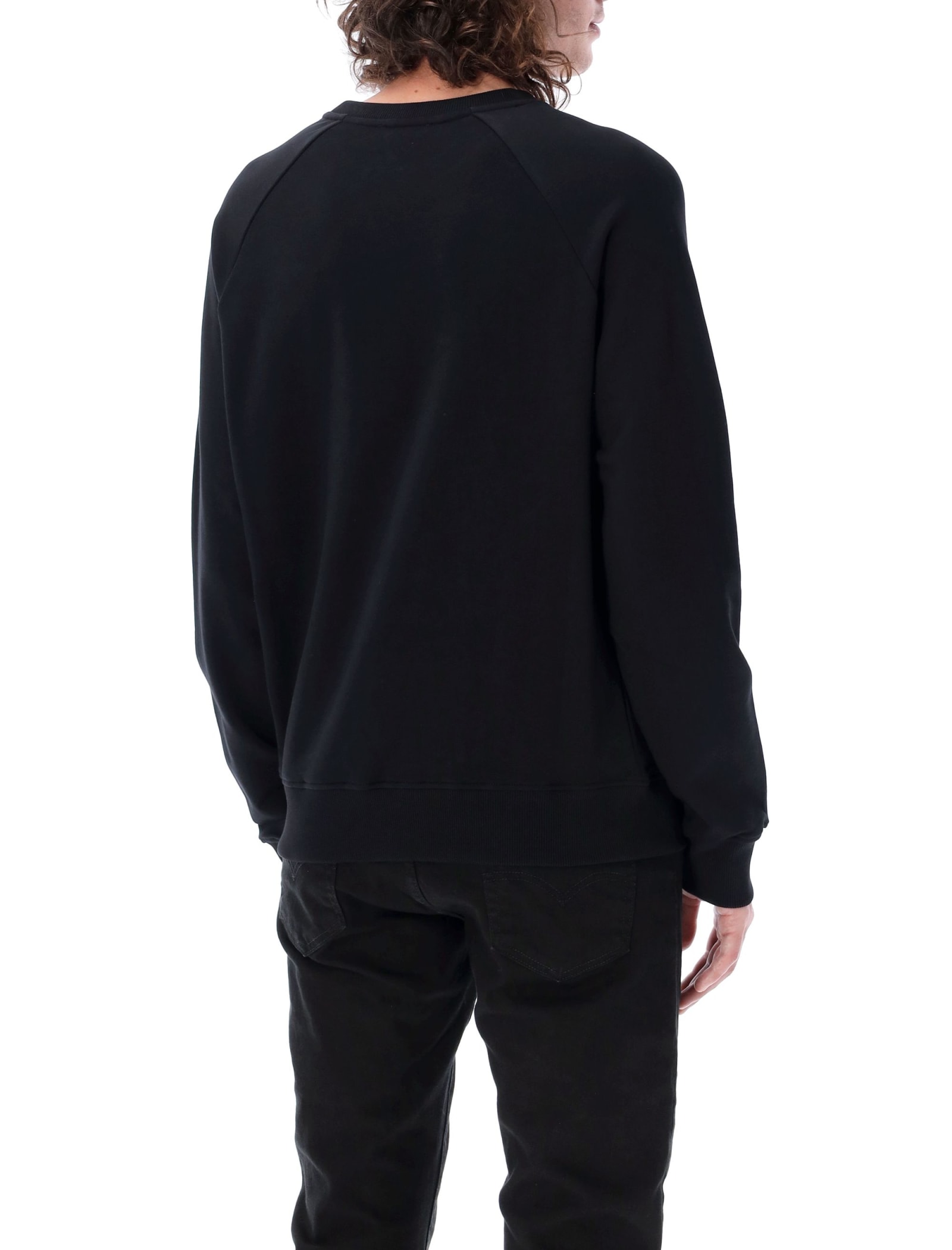 Shop Balmain Crewneck Logo Flock In Nero