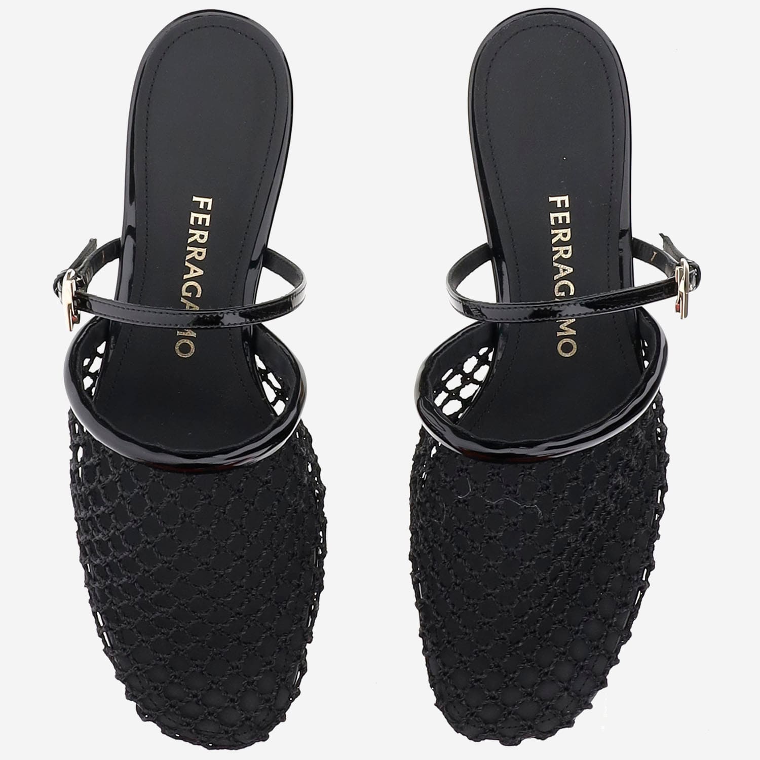 Ferragamo 40mm Mesh Mules In Black