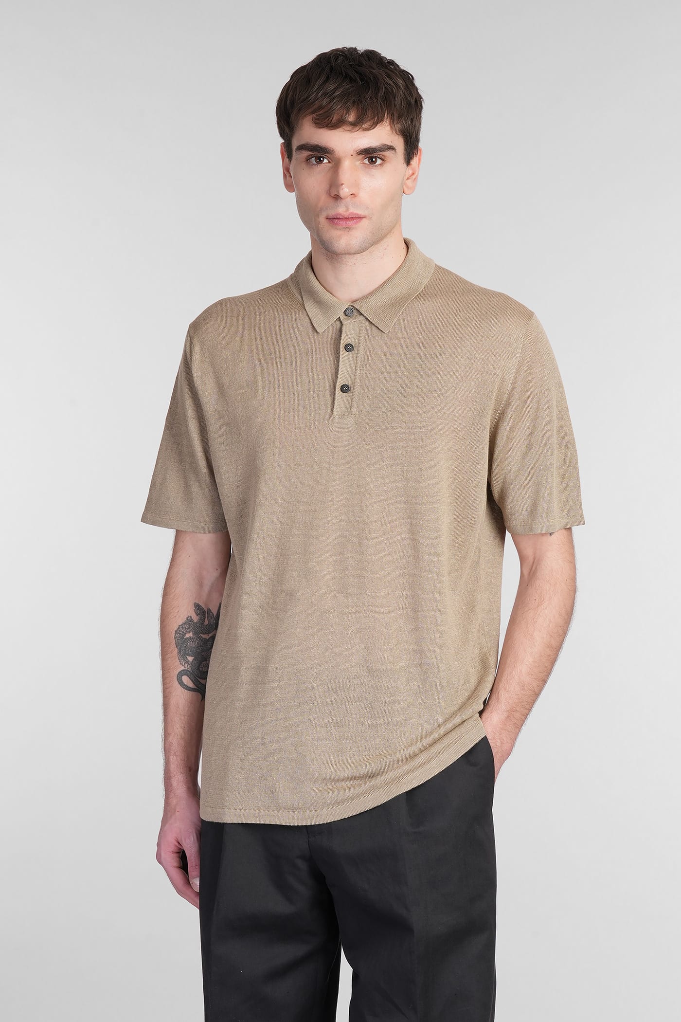 Polo In Beige Linen