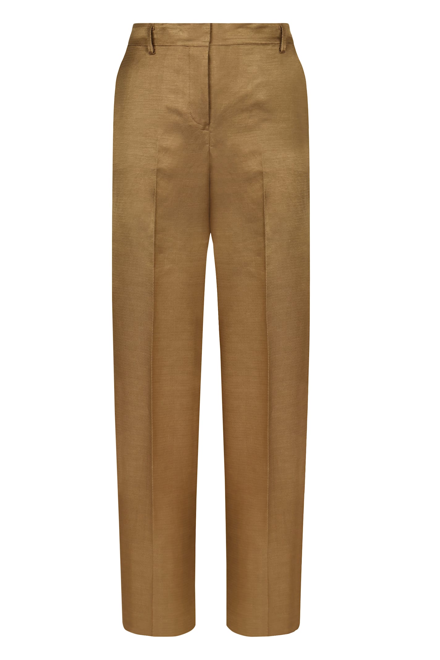 Pt Torino Linen And Cotton Trousers In Brown