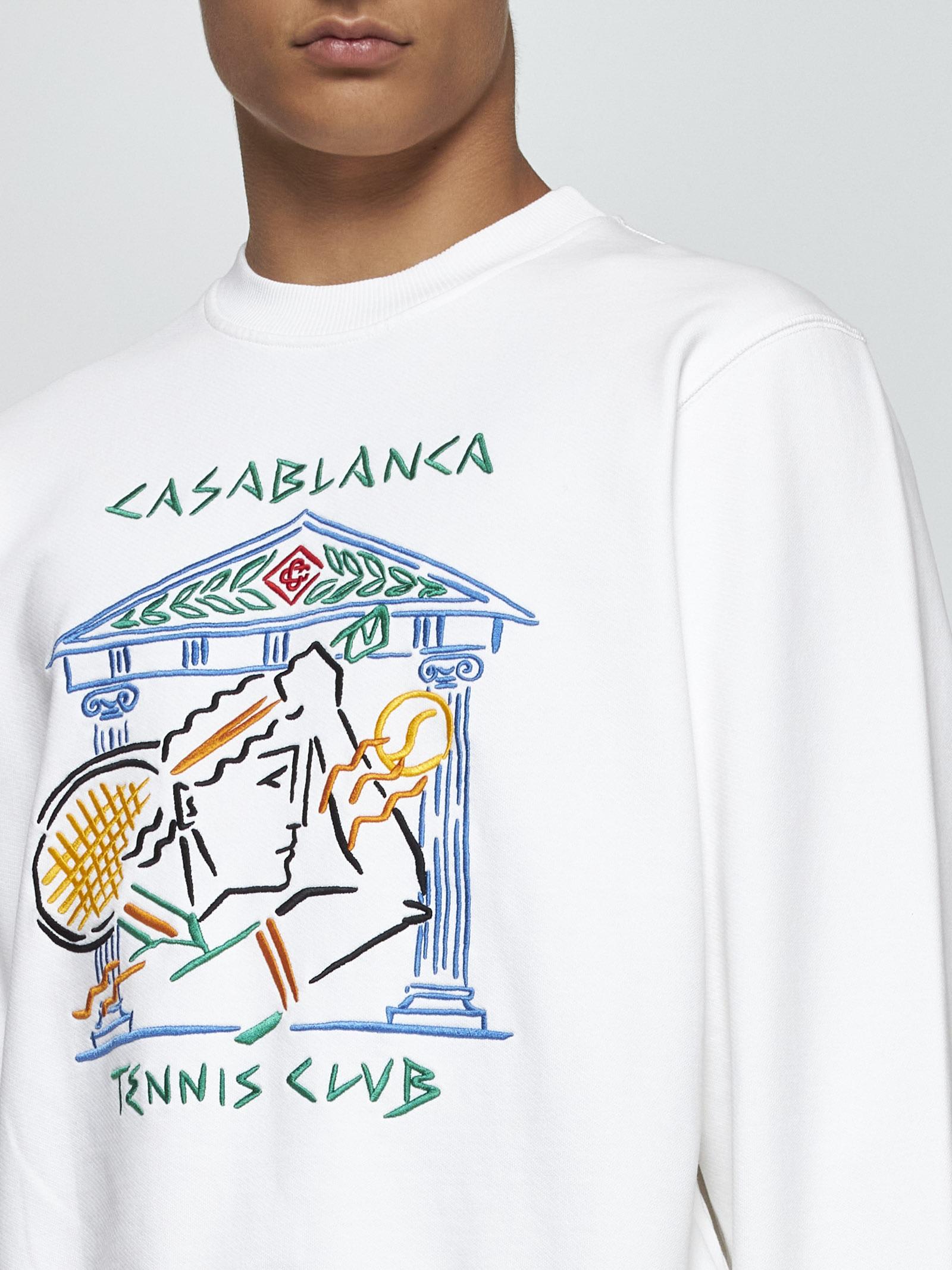 Shop Casablanca Crayon Temple Tennis Club Cotton Sweatshirt In White