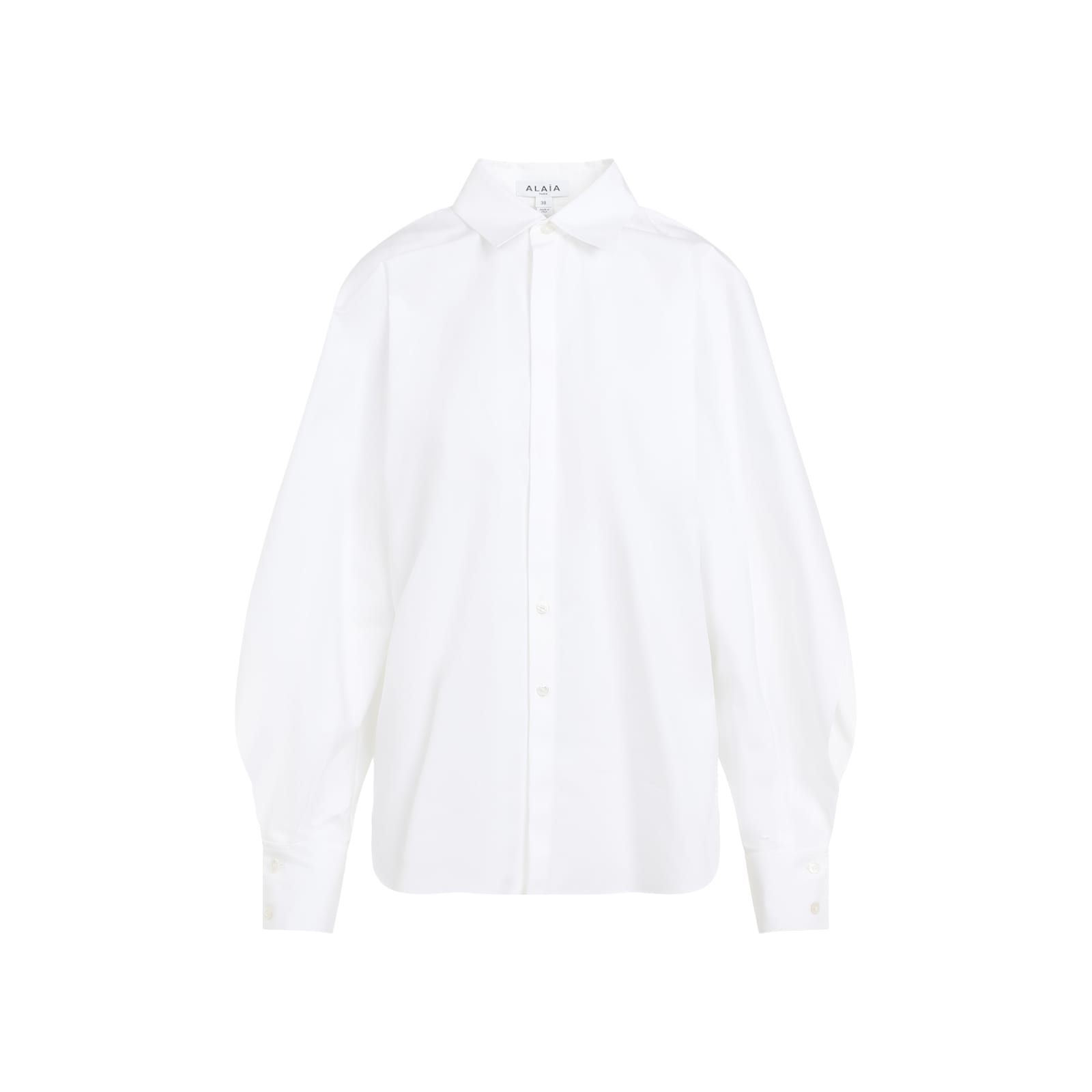 Shop Alaïa Cotton Round Shirt In Blanc