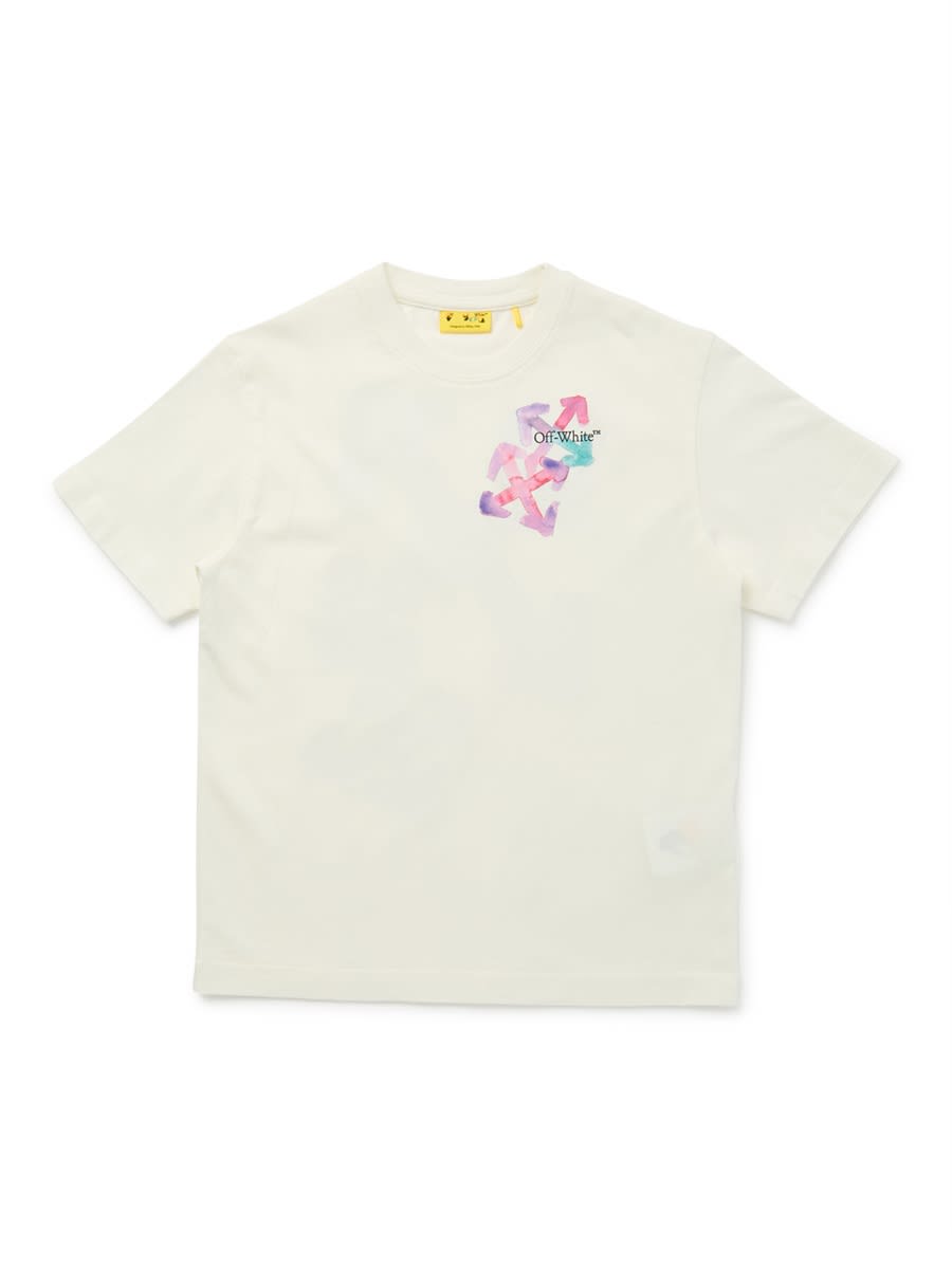 Off-white Kids' Spray Logo T-shirt In Animal Print