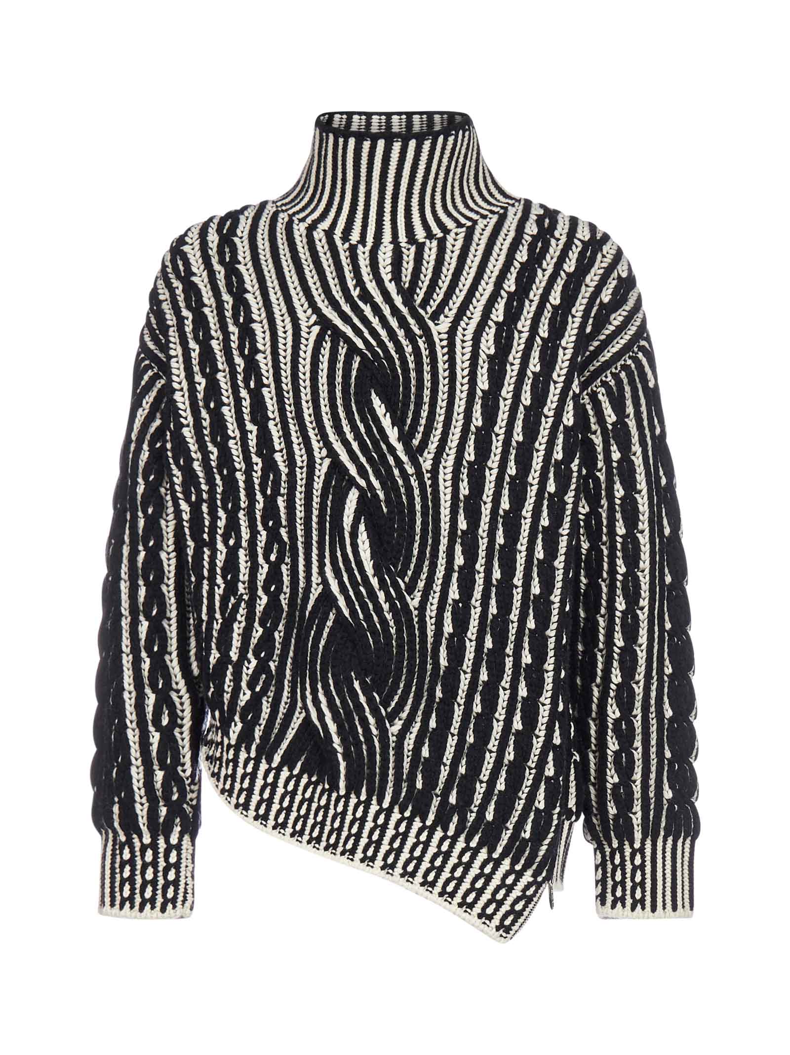 Alexander McQueen Asymmetric Cable-knit Wool And Cashmere Turtleneck