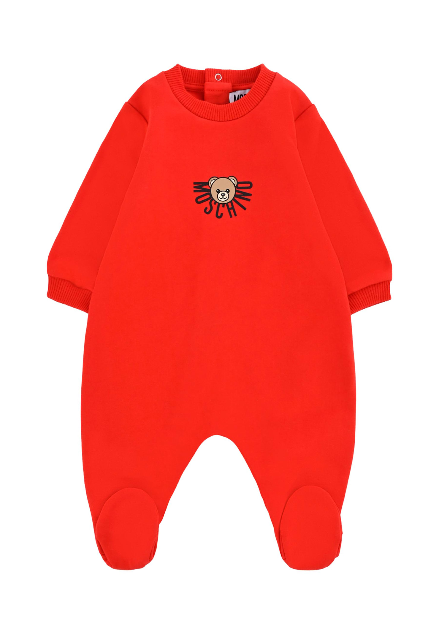 Moschino Red Babygrow For Babykids With Teddy Bear In Red