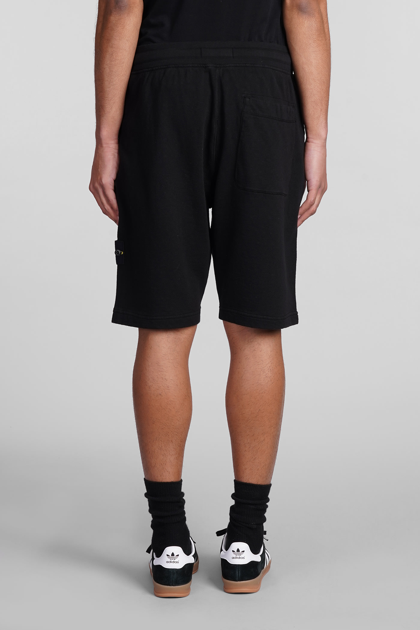 Shop Stone Island Shorts In Black Cotton