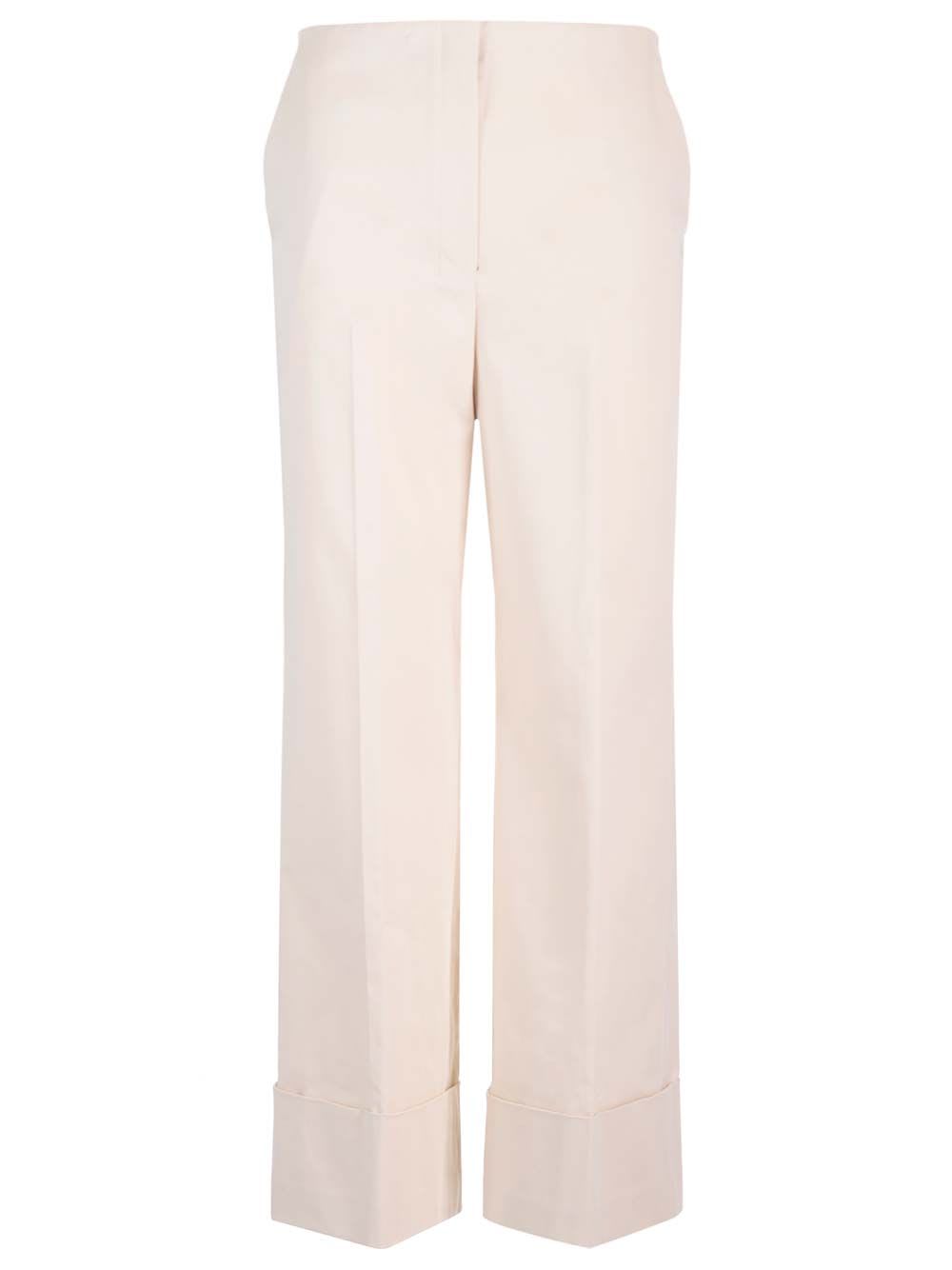 Shop Theory Stretch Cotton Trousers In Beige