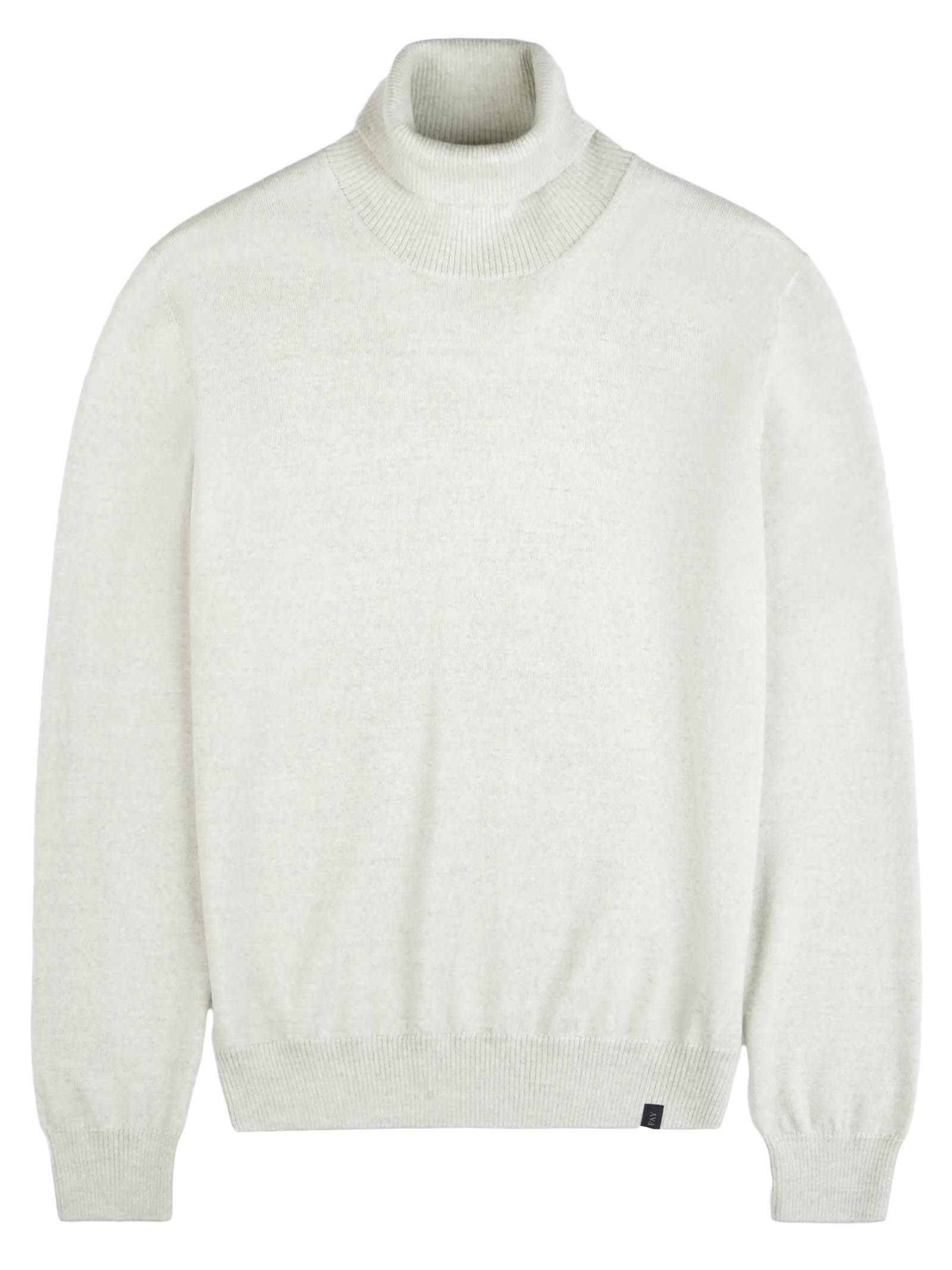 Turtleneck In Off White Shaved Wool Knit