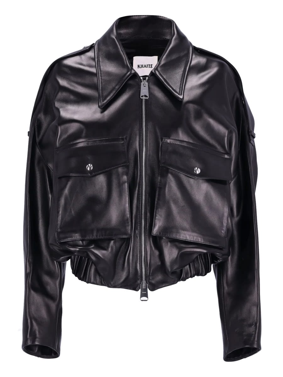 Khaite Leather Jacket Owey In Black
